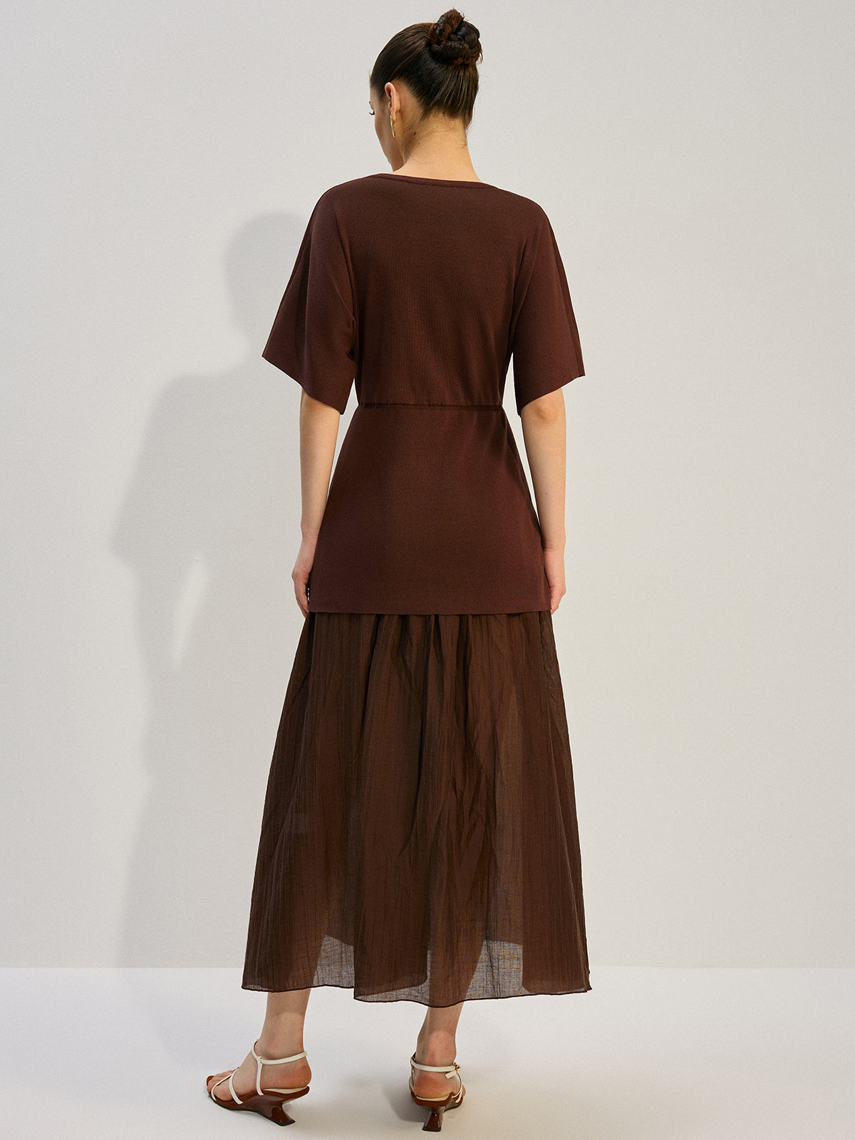 Şeffaf Panelli Uzun Elbise