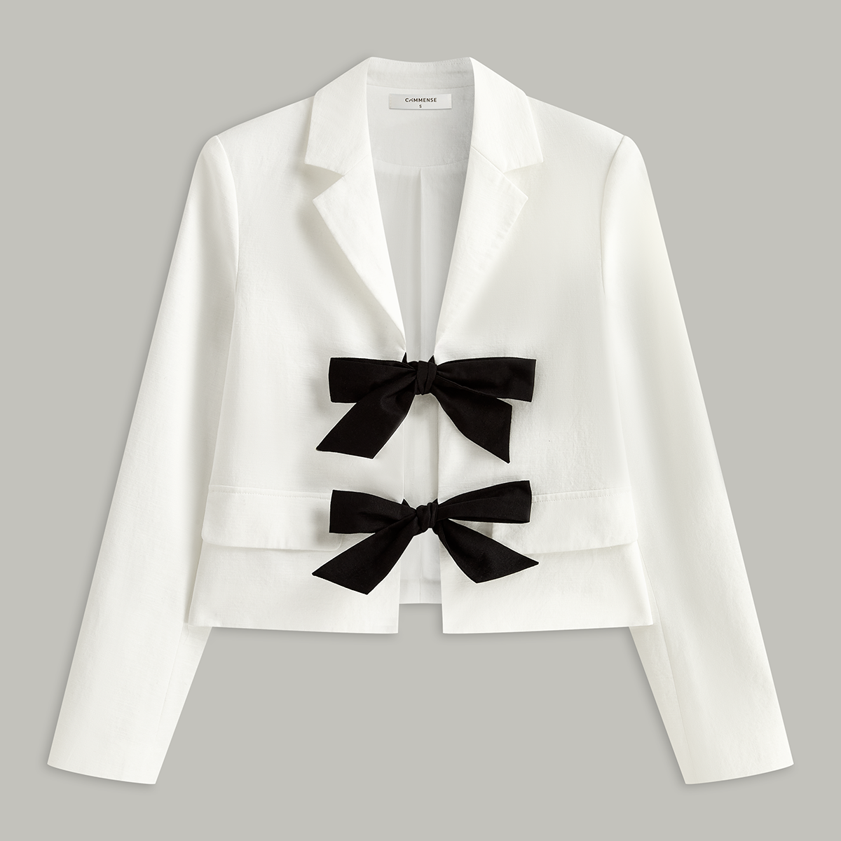 Pamuk & Keten Bağcıklı Kısa Blazer