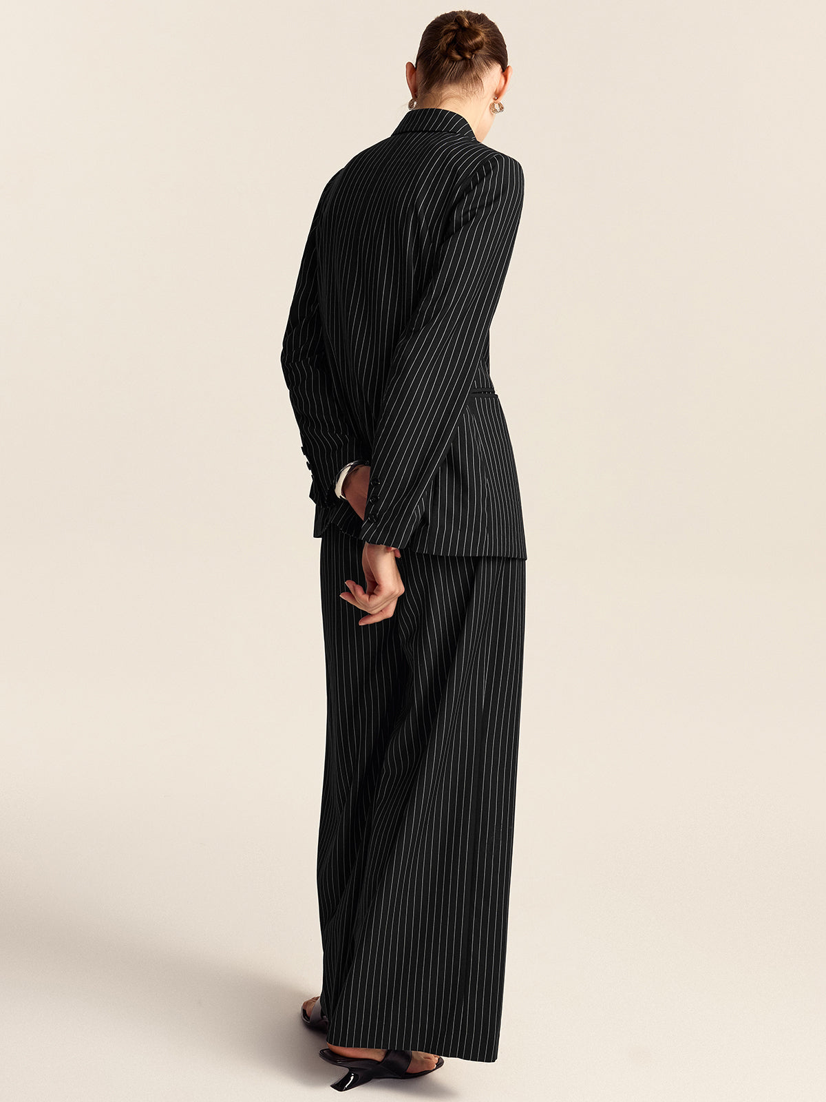 Çizgili Çift Düğmeli Blazer