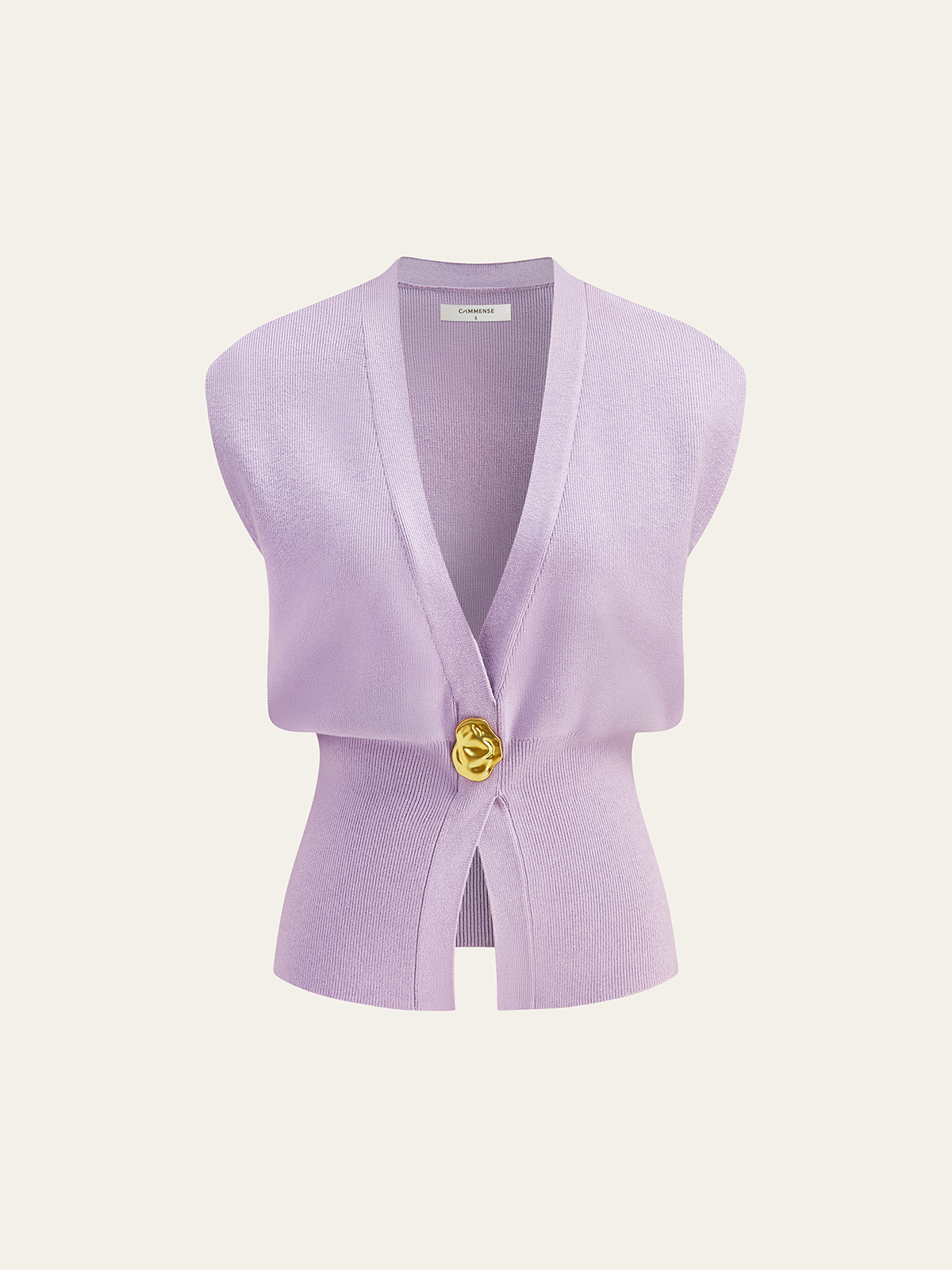 V Yaka Düğme Detaylı Triko Yelek