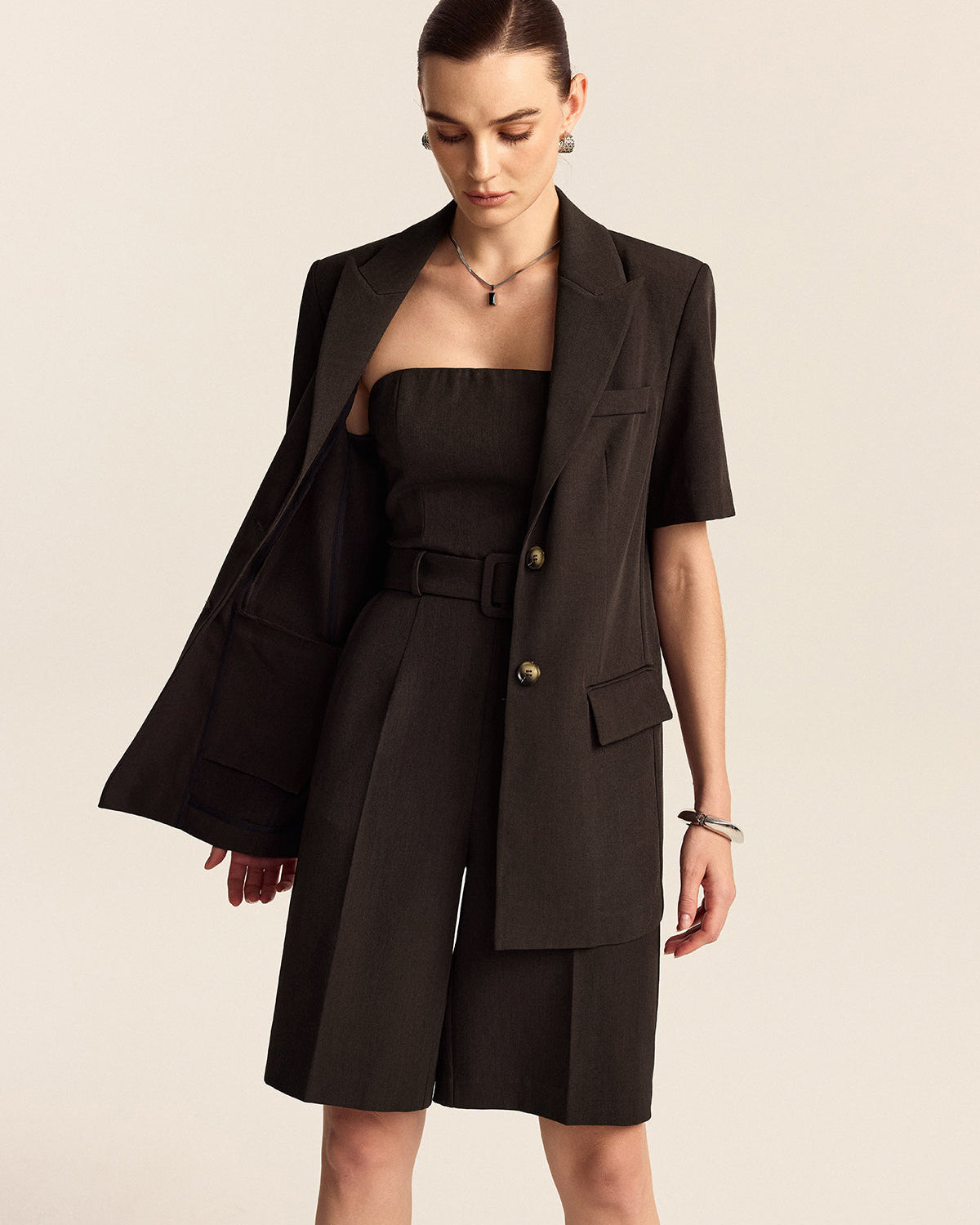 Oversize Kısa Kollu Blazer