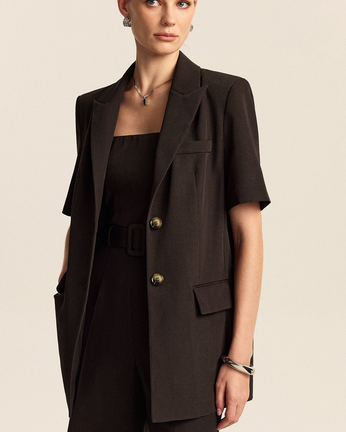 Oversize Kısa Kollu Blazer