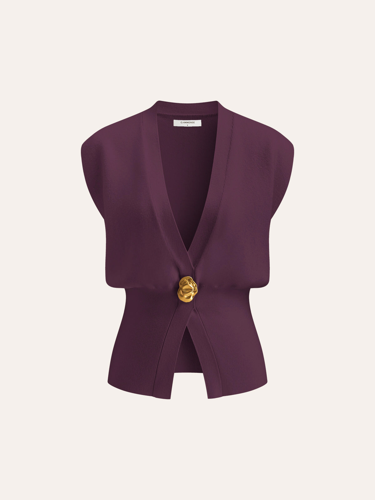 V Yaka Düğme Detaylı Triko Yelek