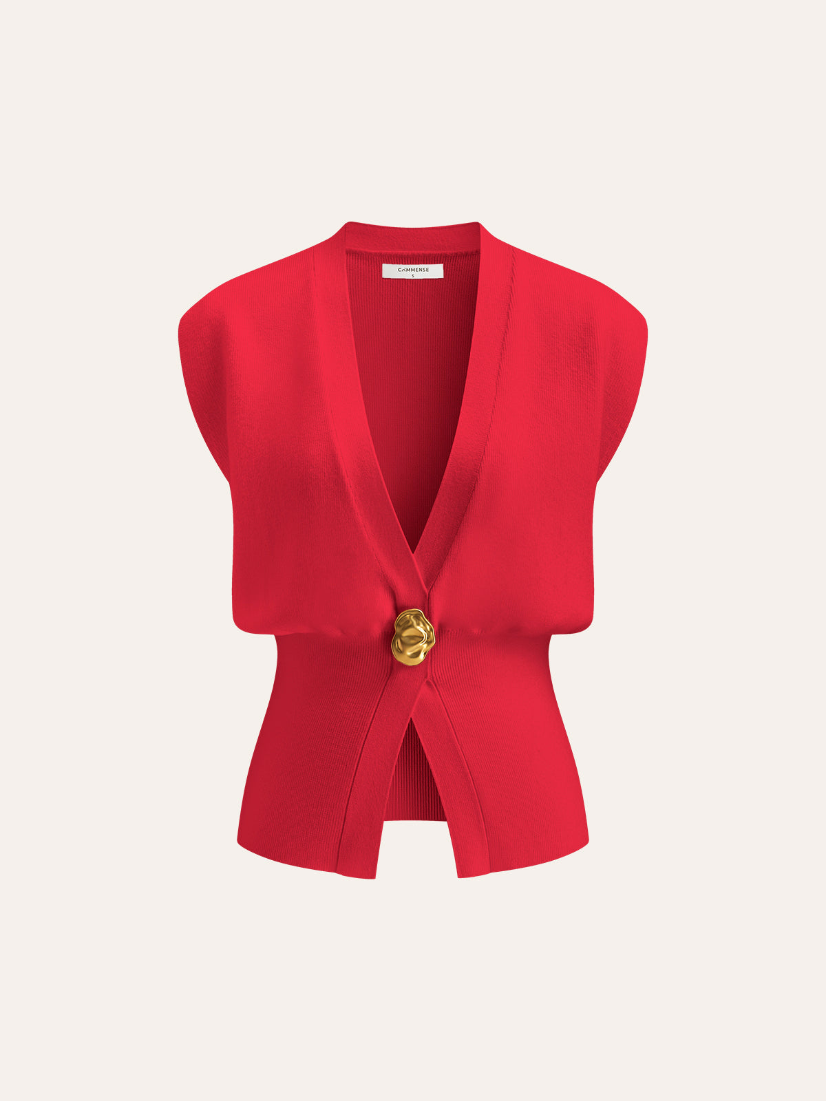 V Yaka Düğme Detaylı Triko Yelek