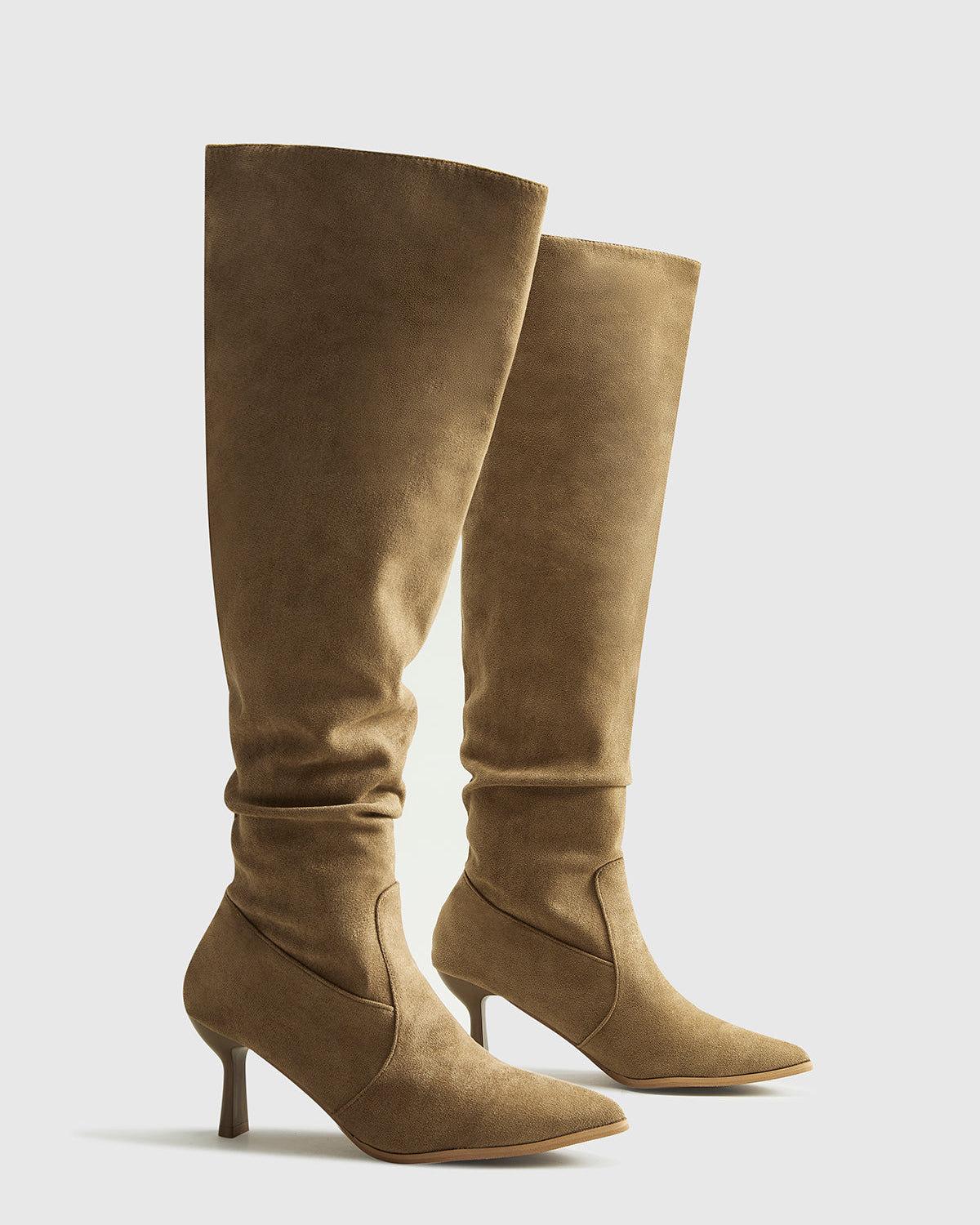 Suede Ruched Diz Üstü Çizme