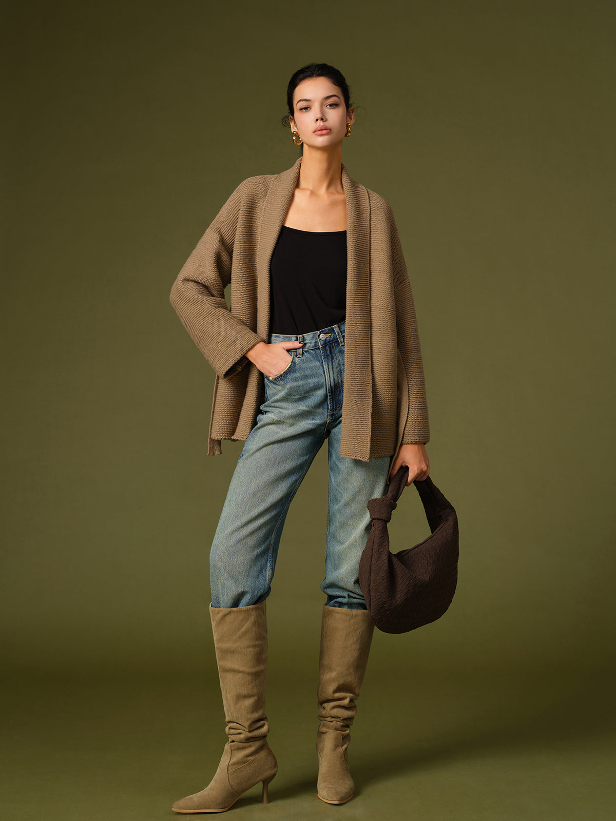 Suede Ruched Diz Üstü Çizme