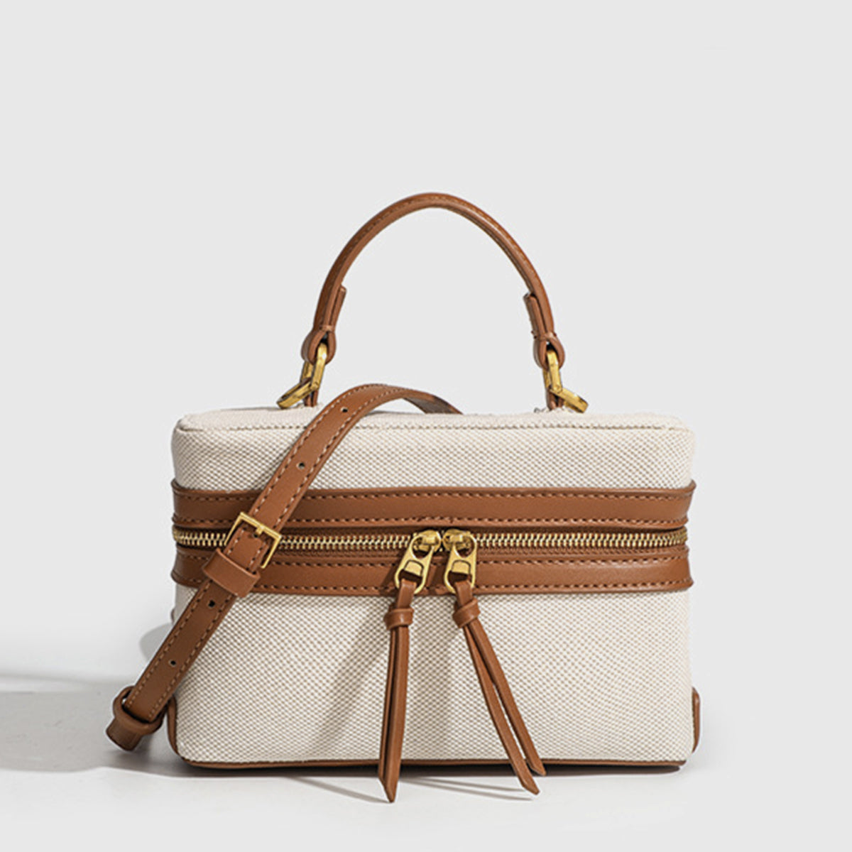 Çift Renkli Fermuarlı Çapraz Çanta