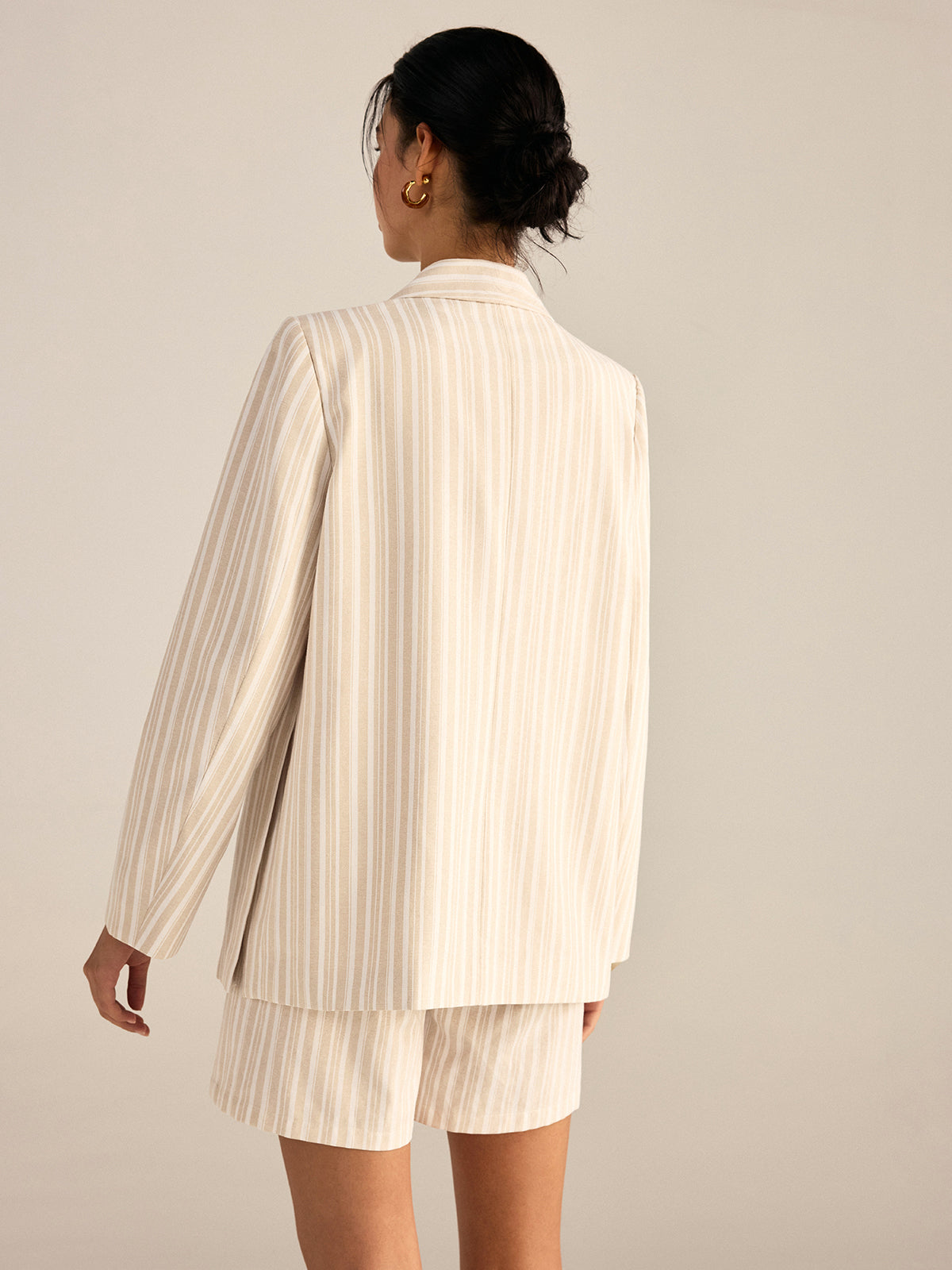 Çizgili Çift Düğmeli Blazer