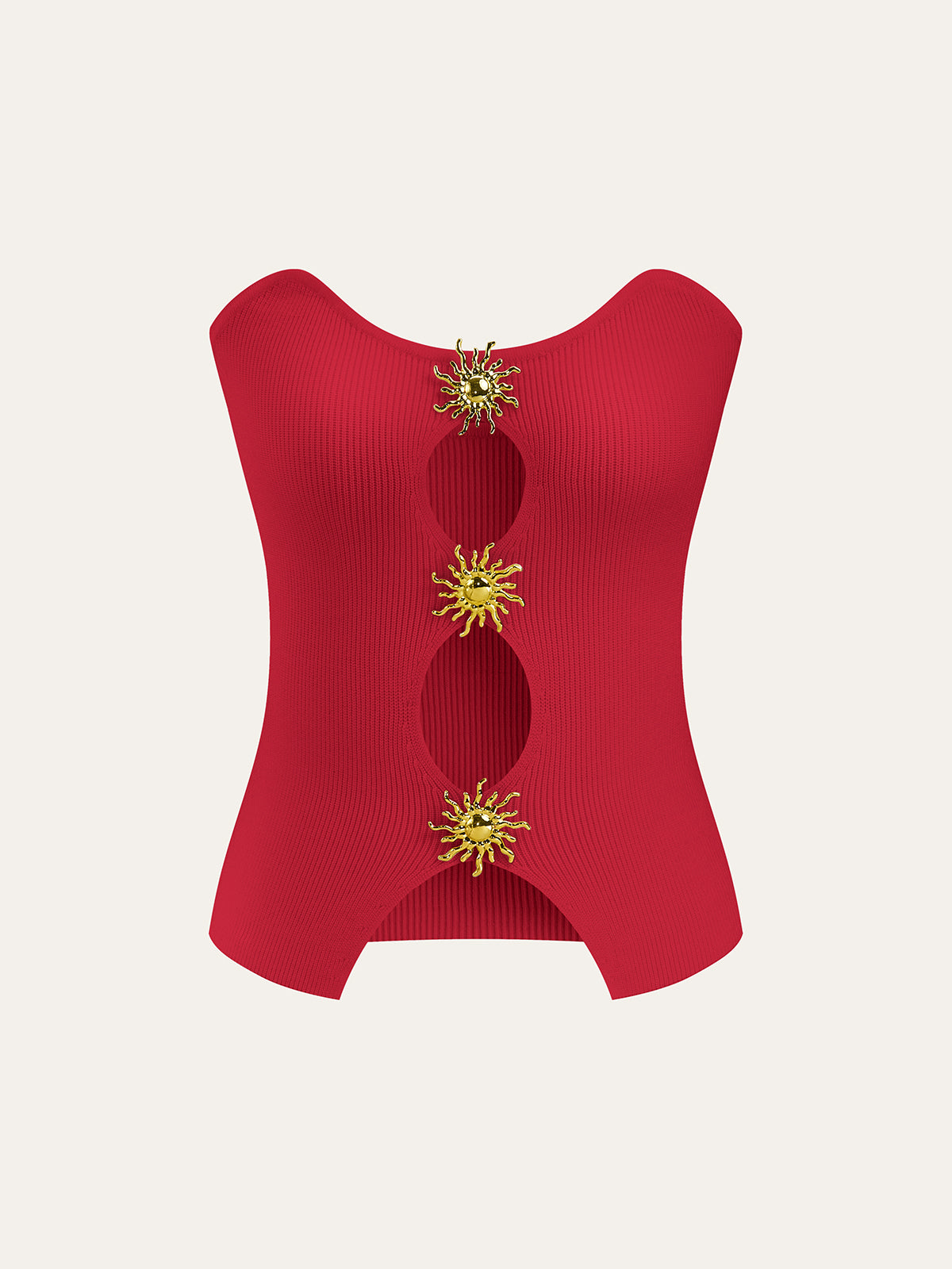 Metal Detaylı Kesik Triko Yelek