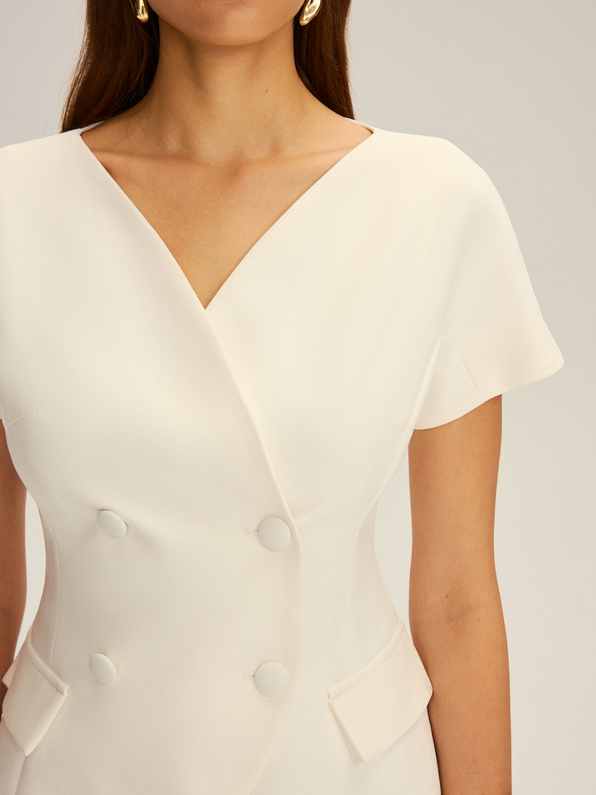 Çift Düğmeli Kısa Kollu Blazer