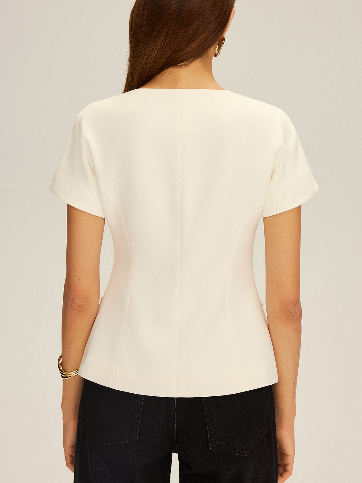 Çift Düğmeli Kısa Kollu Blazer