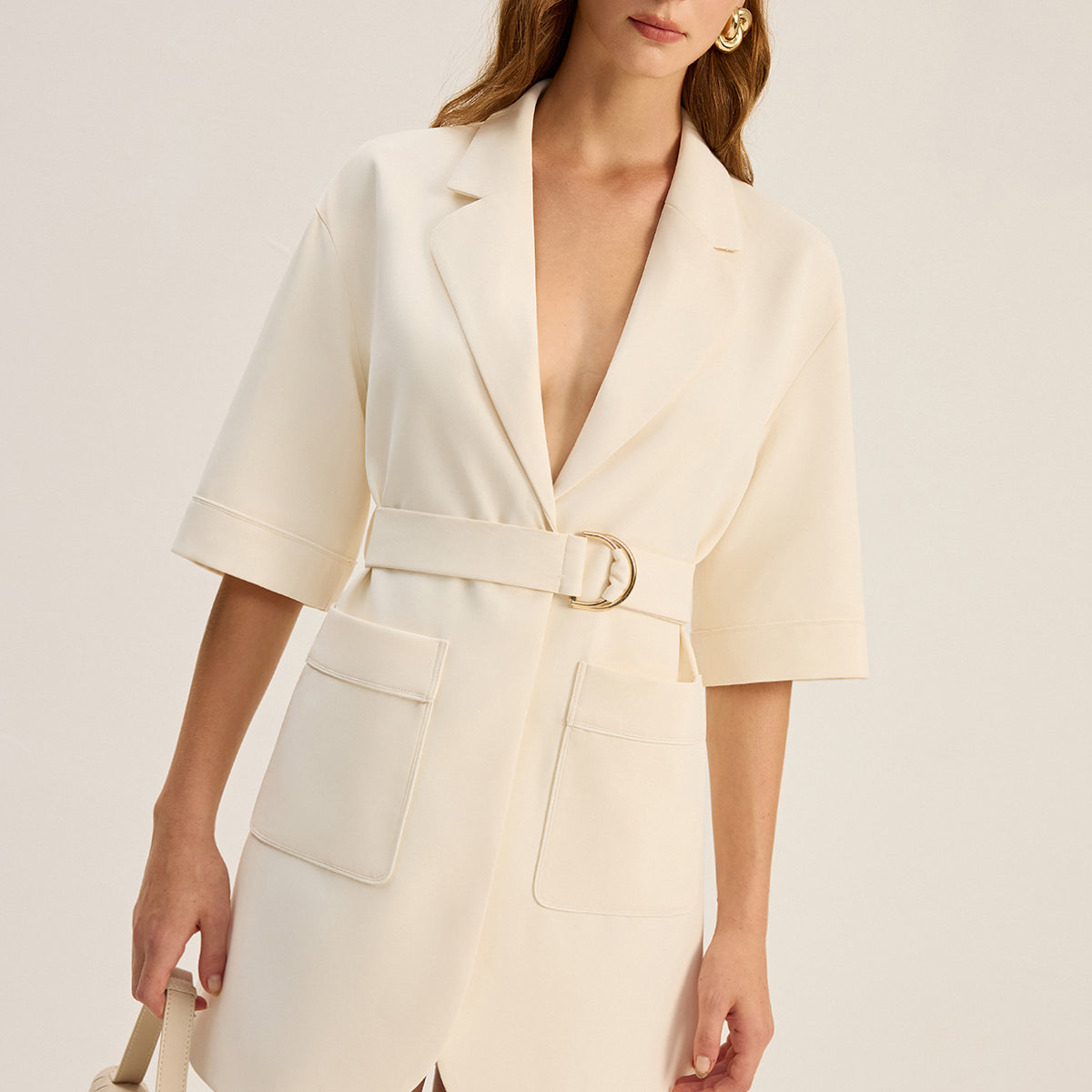 Kemerli Cepli Blazer Elbise