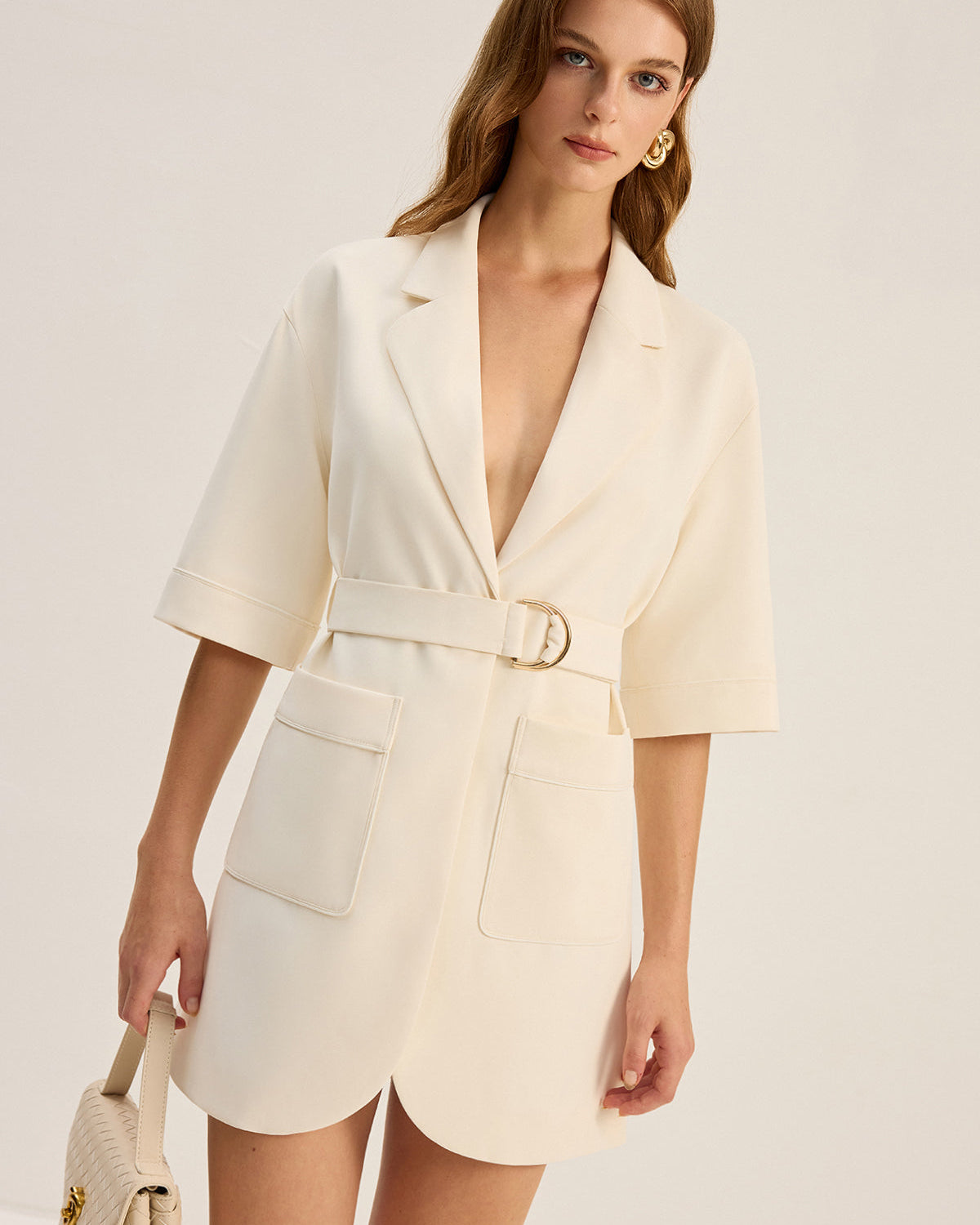 Kemerli Cepli Blazer Elbise