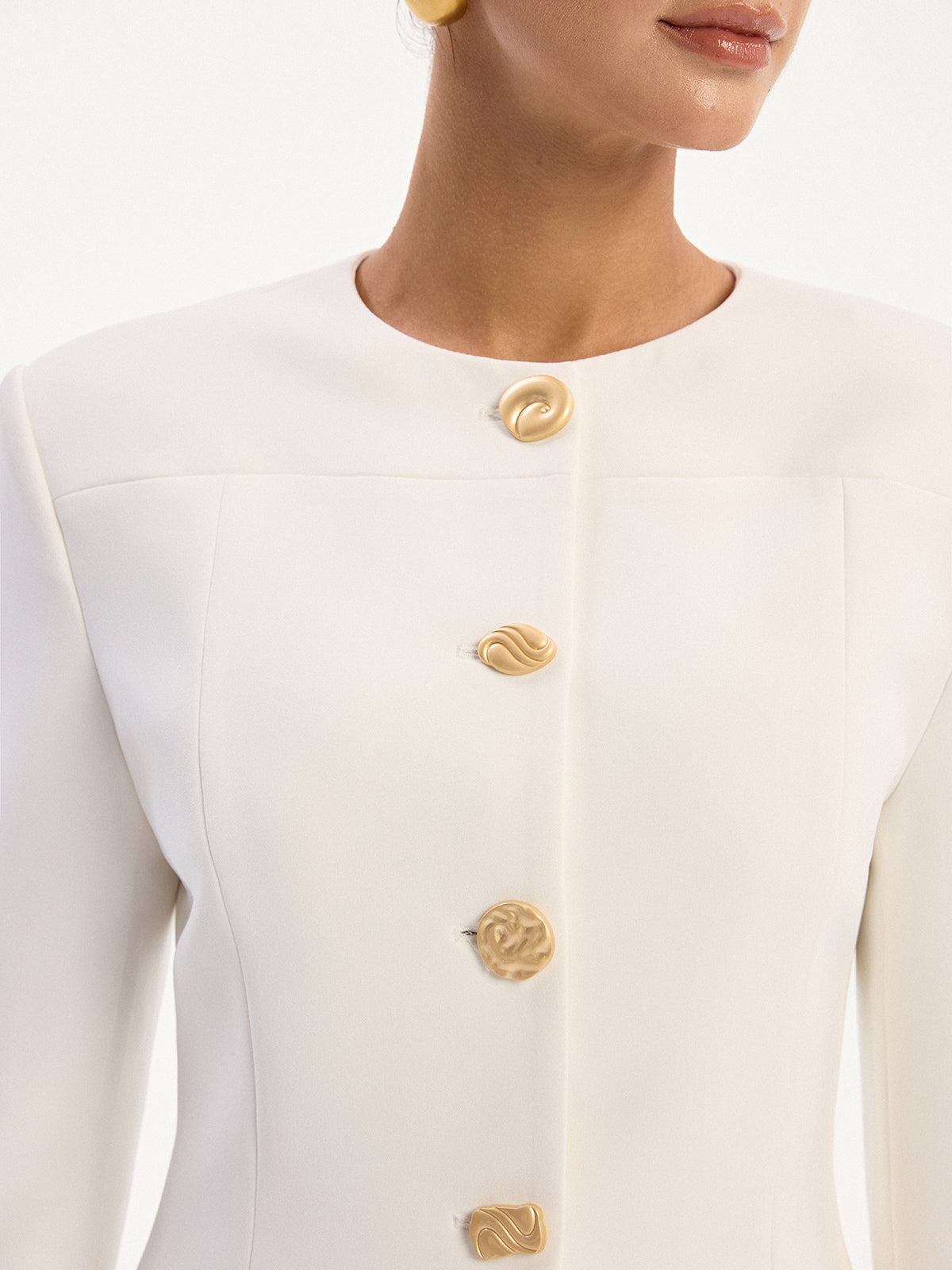 Metal Düğmeli Uzun Kollu Blazer