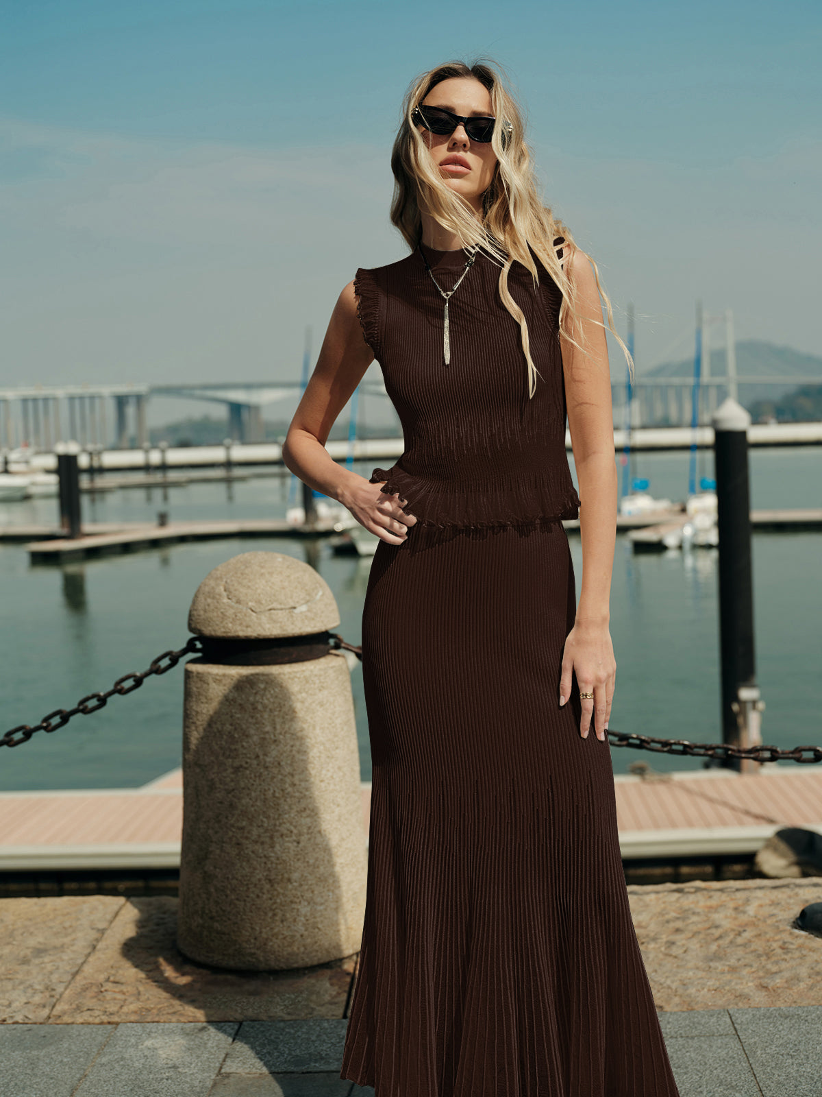 Ribanalı Triko Fırfırlı Bluz