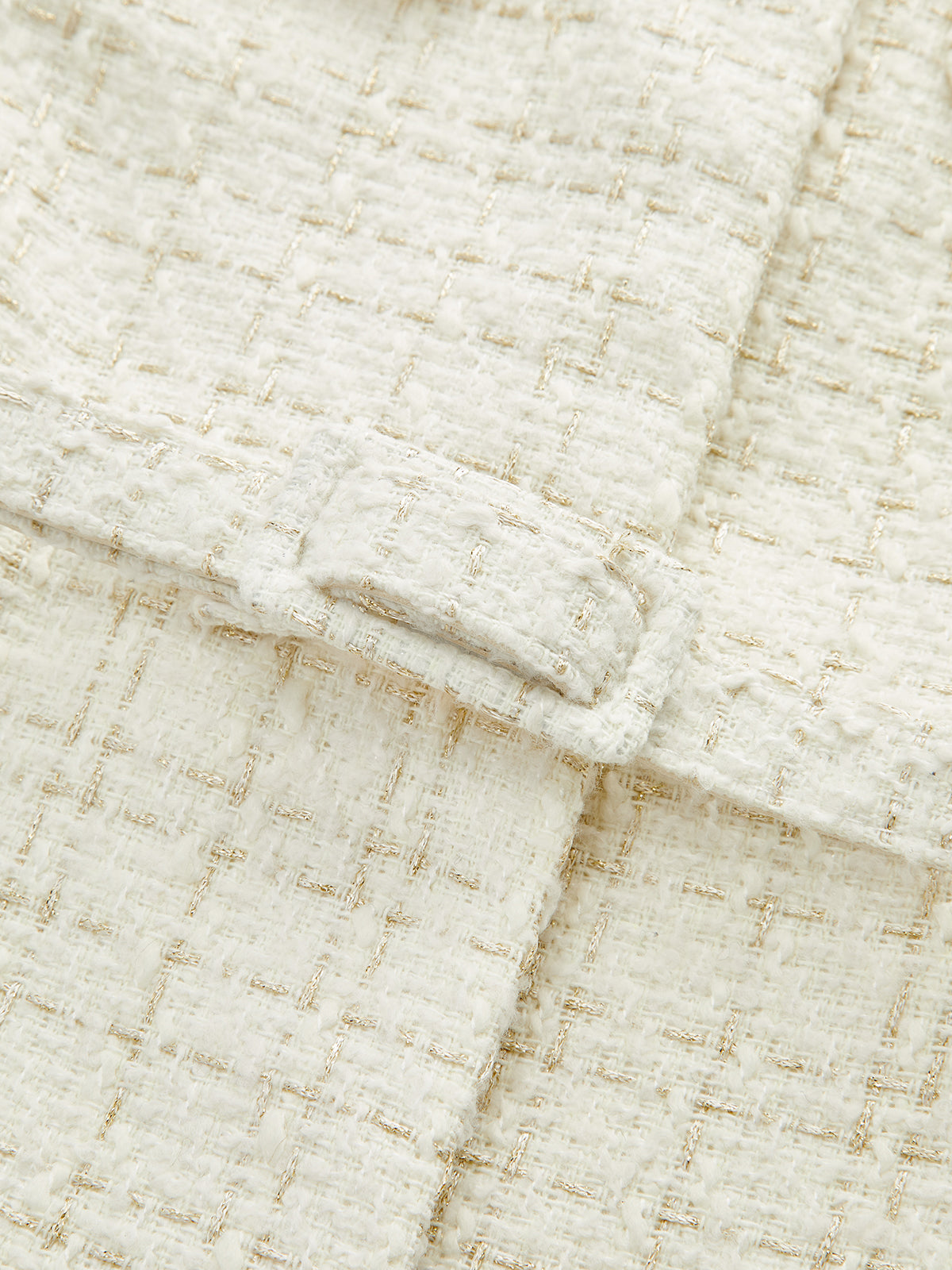 Metal Düğmeli Kemerli Tweed Blazer