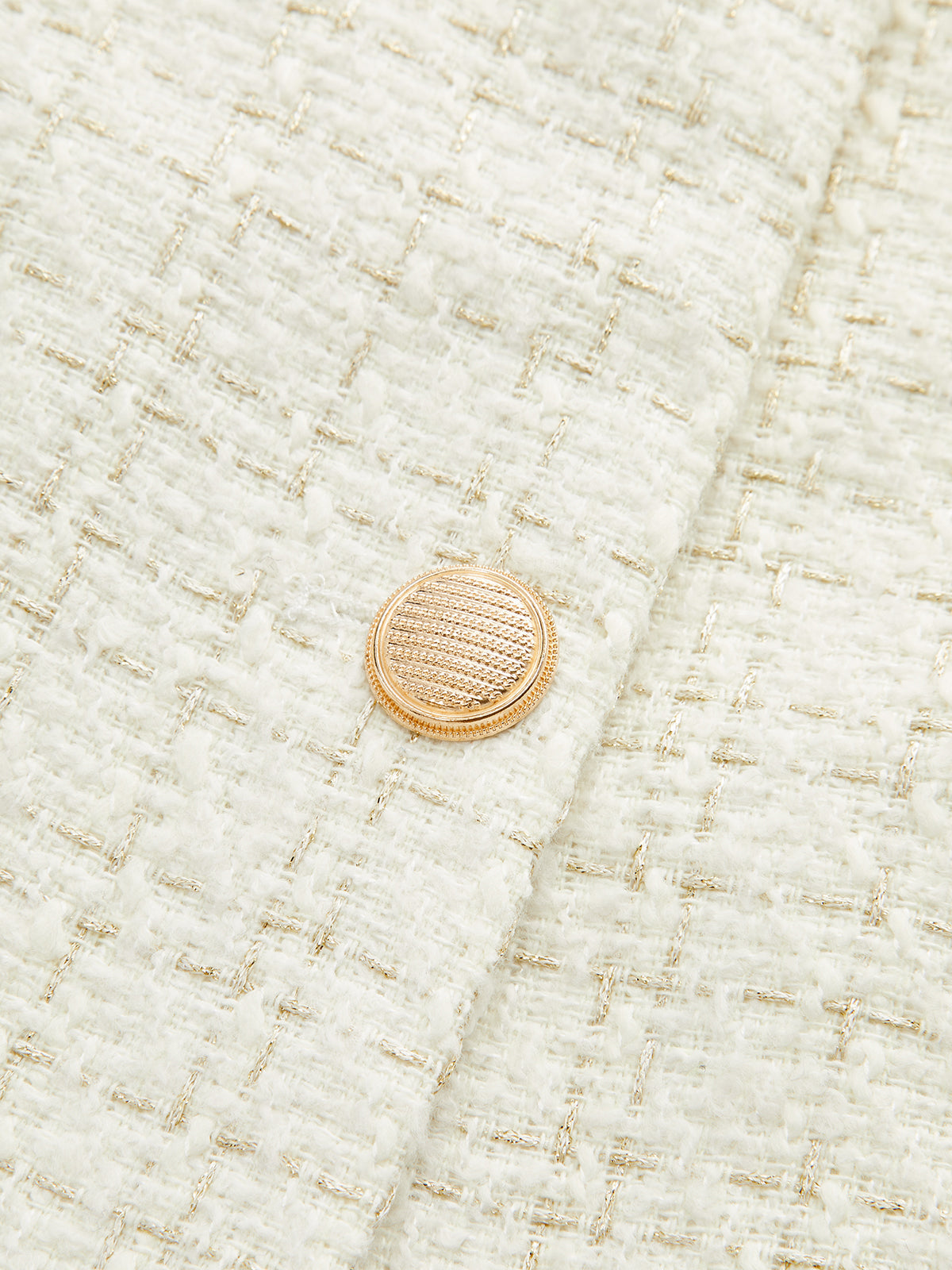 Metal Düğmeli Kemerli Tweed Blazer