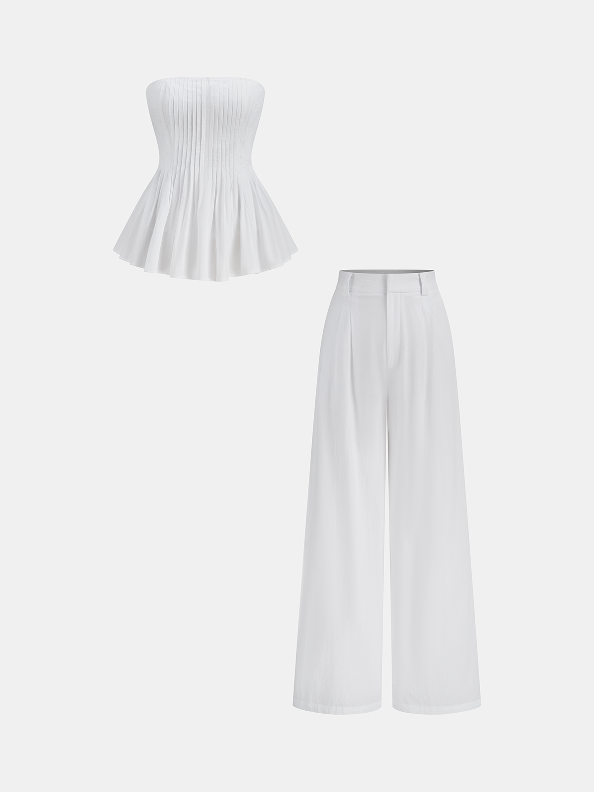 Pamuklu Pileli Askısız Peplum Bluz