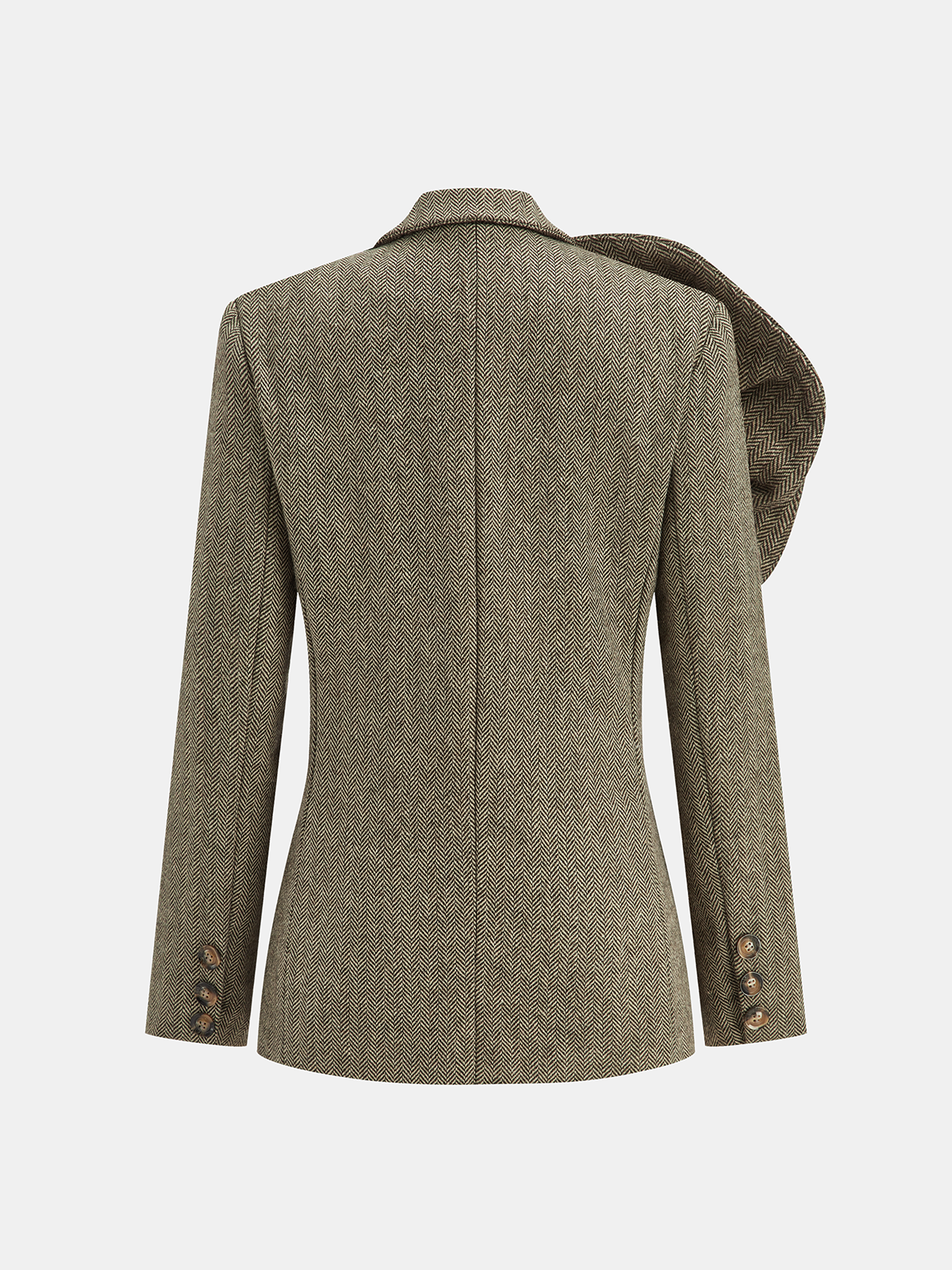 Büyük 3D Çiçek Detaylı Tek Düğmeli Tweed Blazer