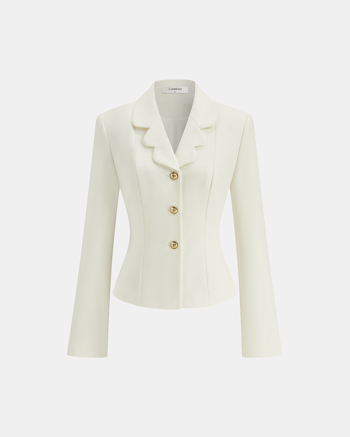 Fırfırlı Yaka Metal Düğmeli Blazer