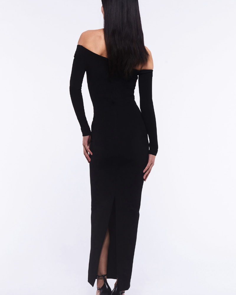 Blandine Omuz Açık Çiçekli Uzun Elbise