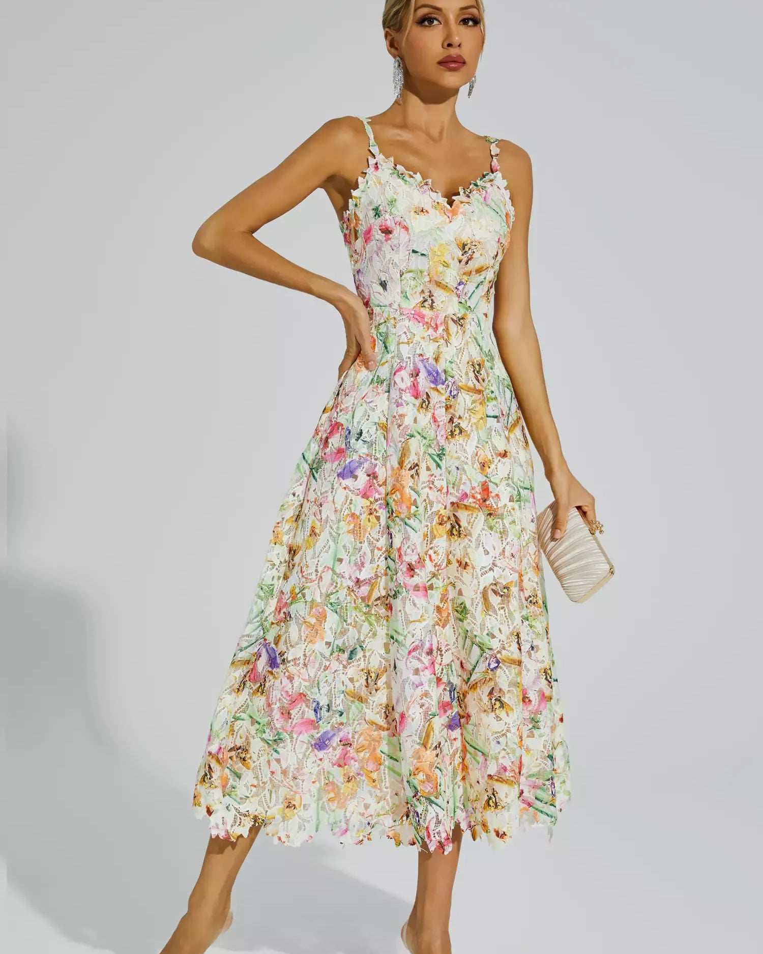 Boswell Çiçek İşlemeli Maxi Elbise