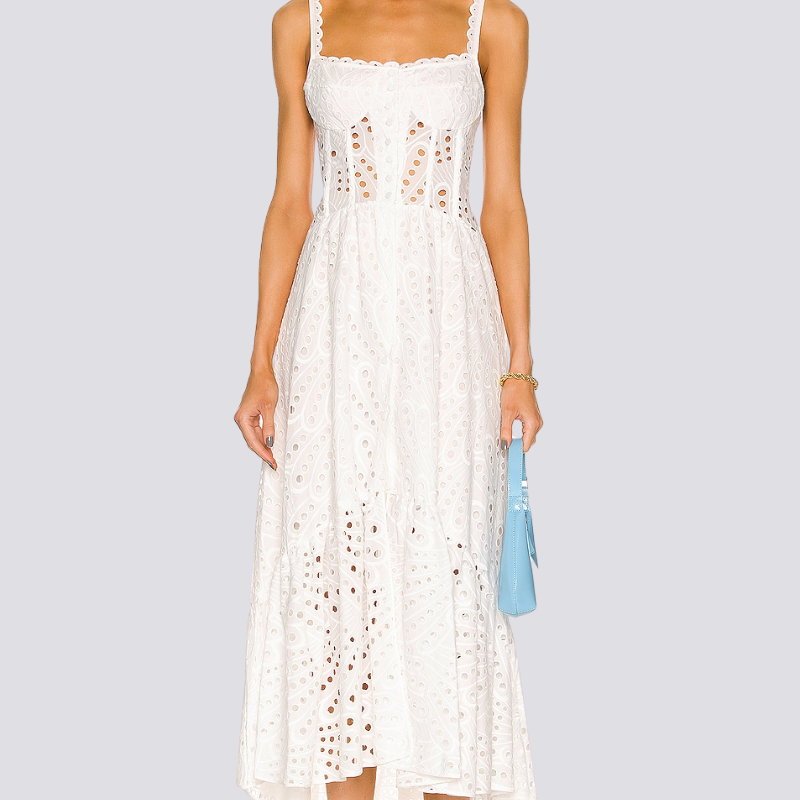 Cassandra Spaghetti Hollow Maxi Elbise