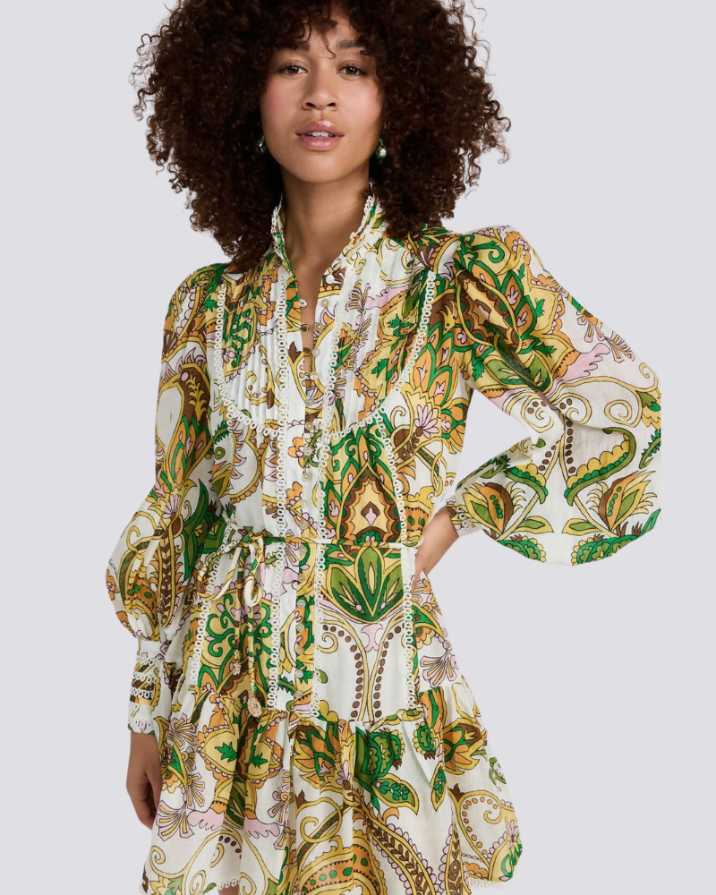 Clarimonde Balon Kol Volanlı Mini Elbise