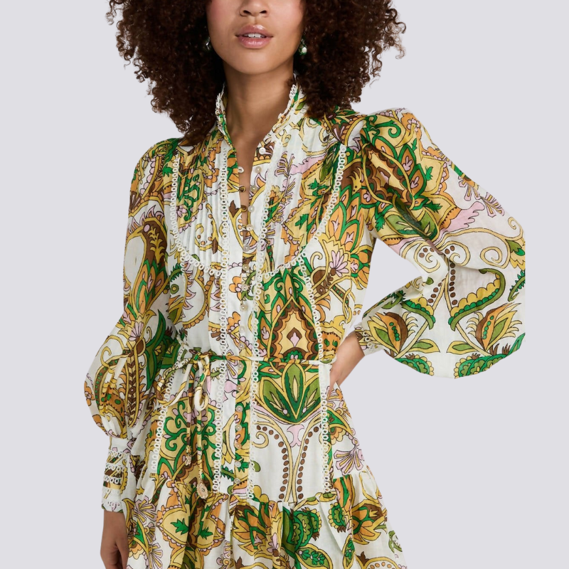 Clarimonde Balon Kol Volanlı Mini Elbise