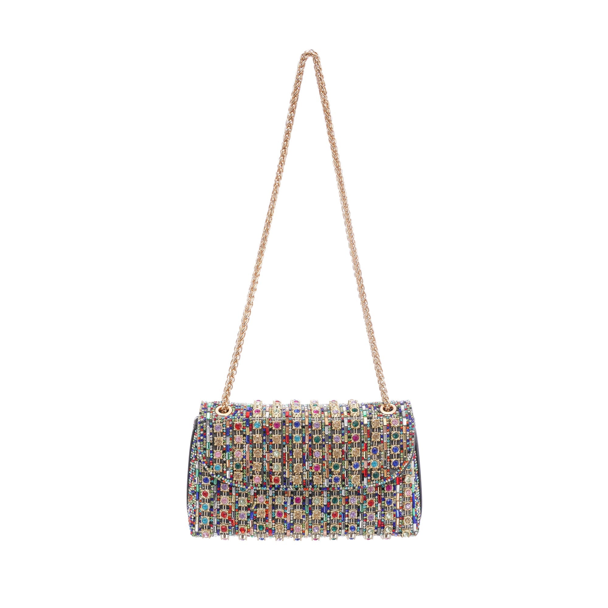 Yeşim Taşı Kristal Süslemeli Omuz Çantası