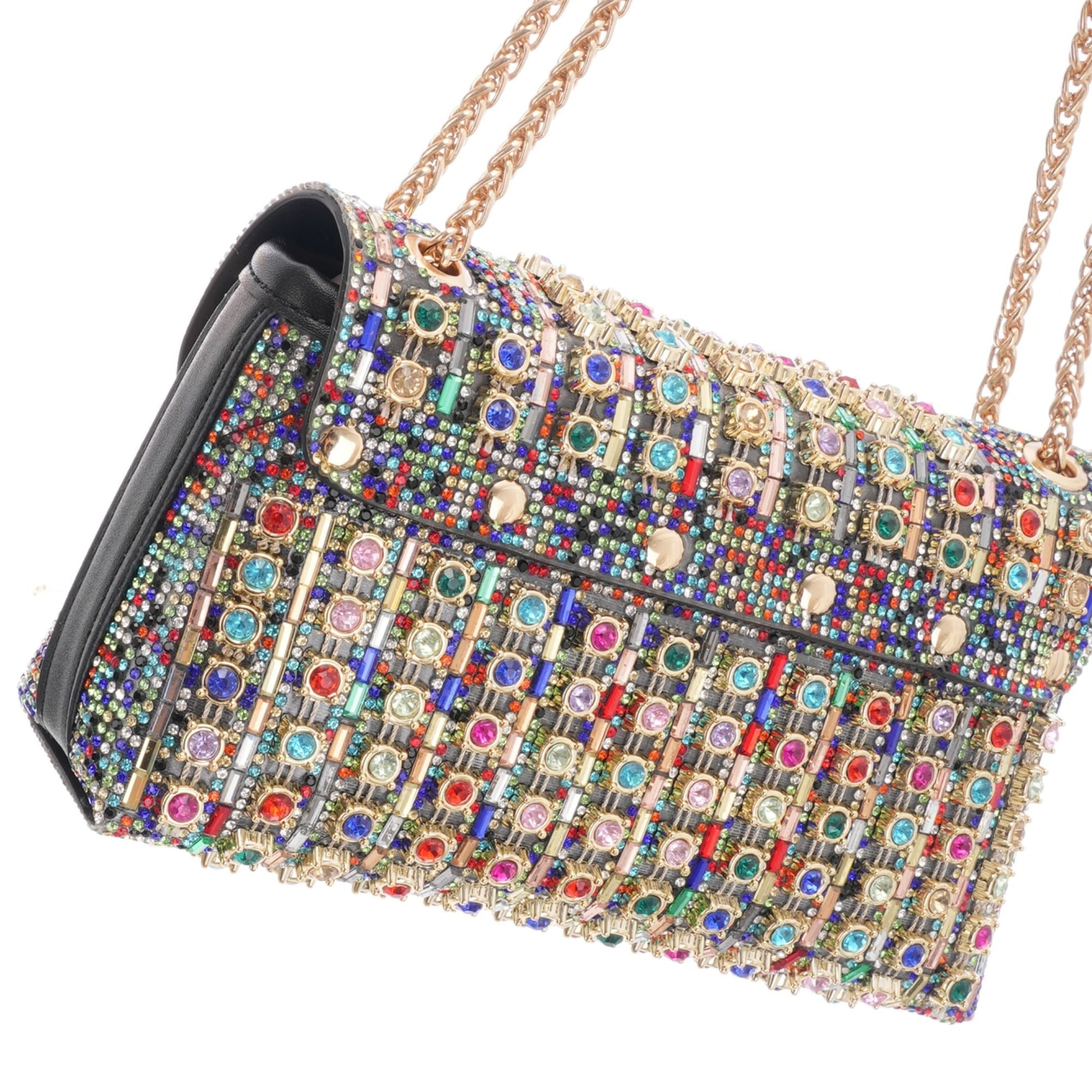 Yeşim Taşı Kristal Süslemeli Omuz Çantası