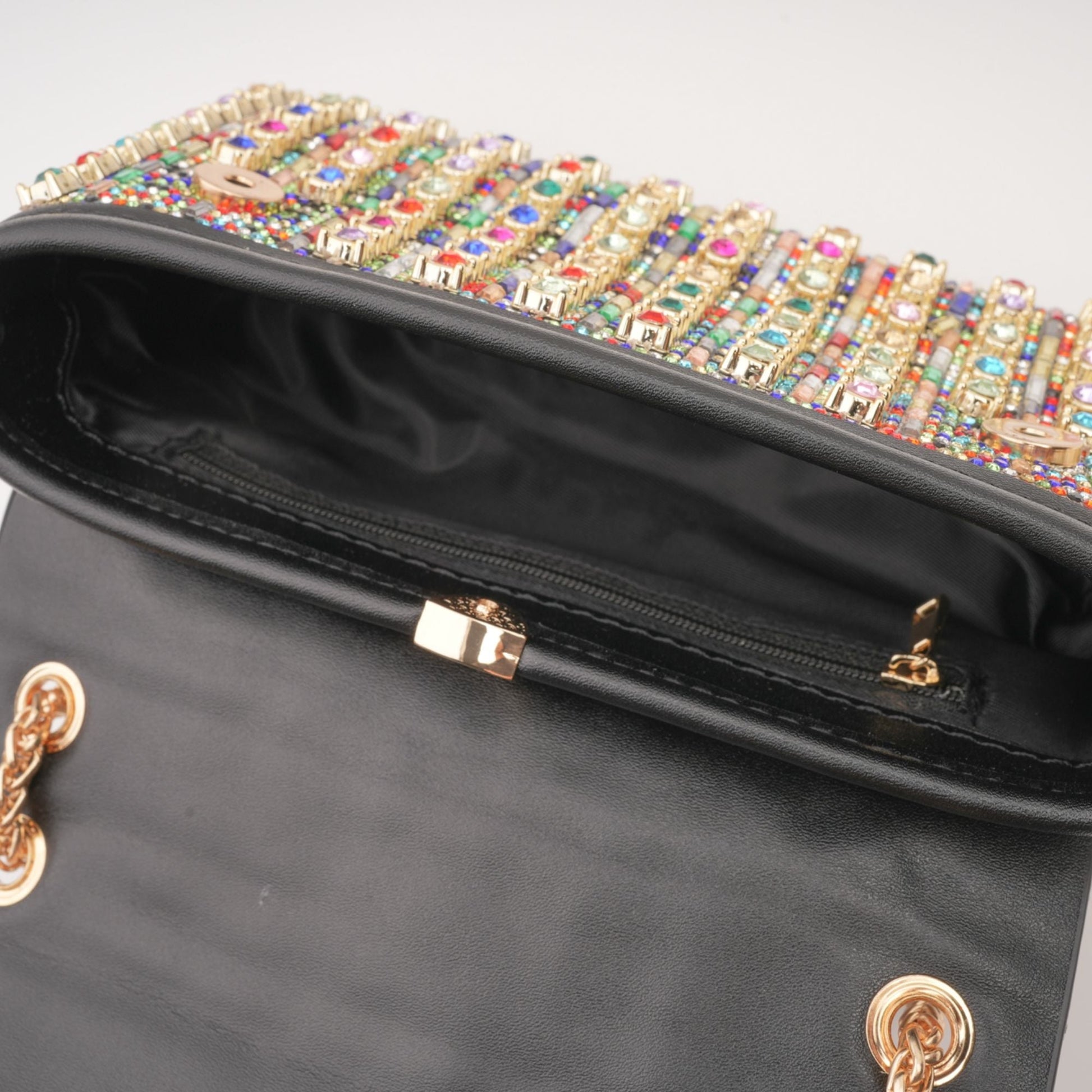 Yeşim Taşı Kristal Süslemeli Omuz Çantası