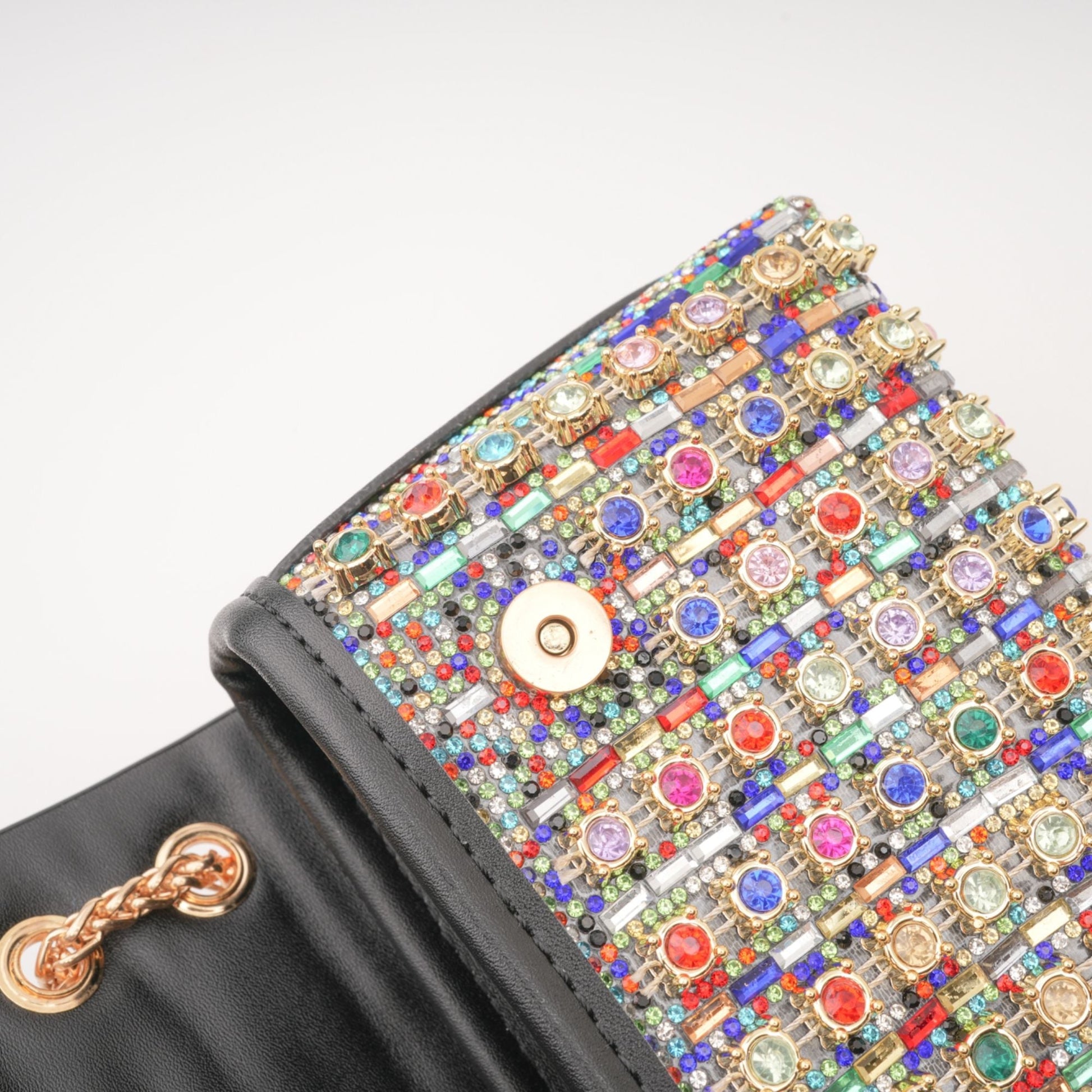 Yeşim Taşı Kristal Süslemeli Omuz Çantası