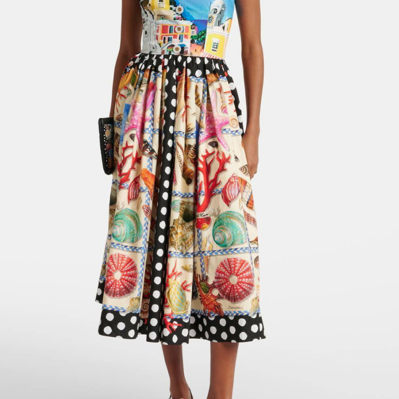 Domitille Polka Dot Kare Yaka Midi Elbise