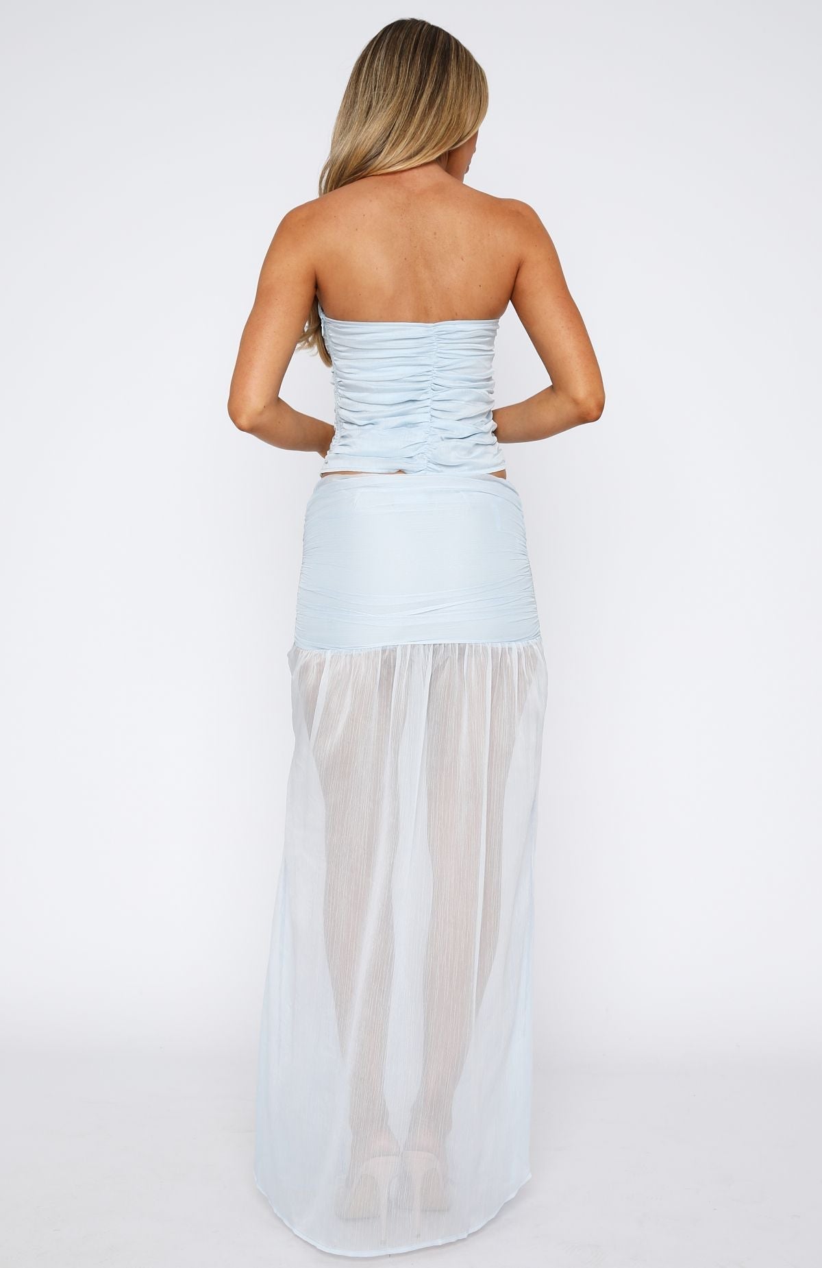 Sahne Işıltısı Maxi Etek – Gökyüzü Mavisi