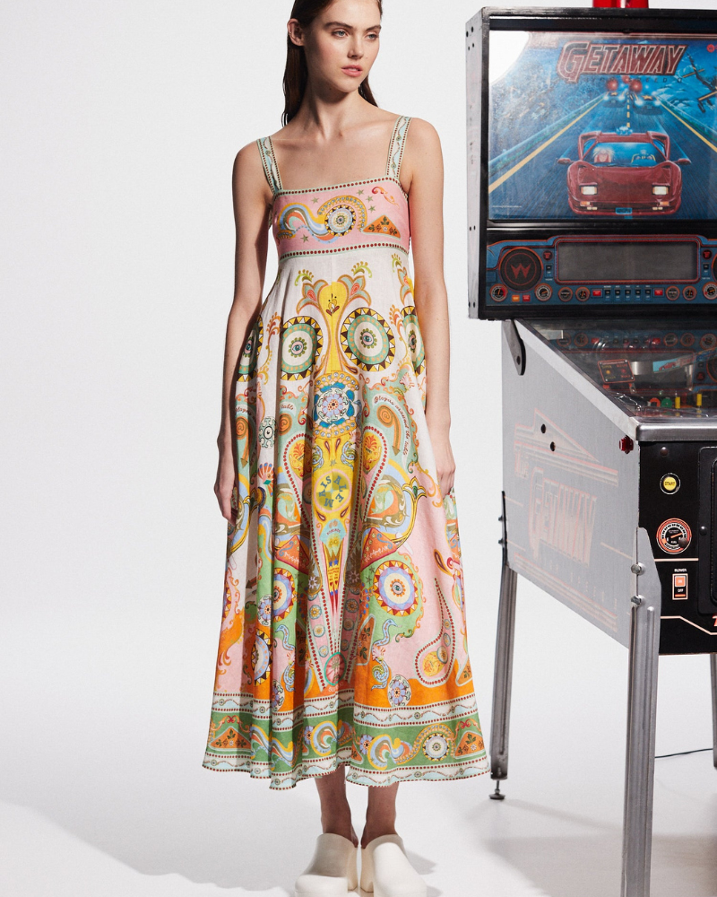 Estelle Spagetti Paisley Uzun Elbise