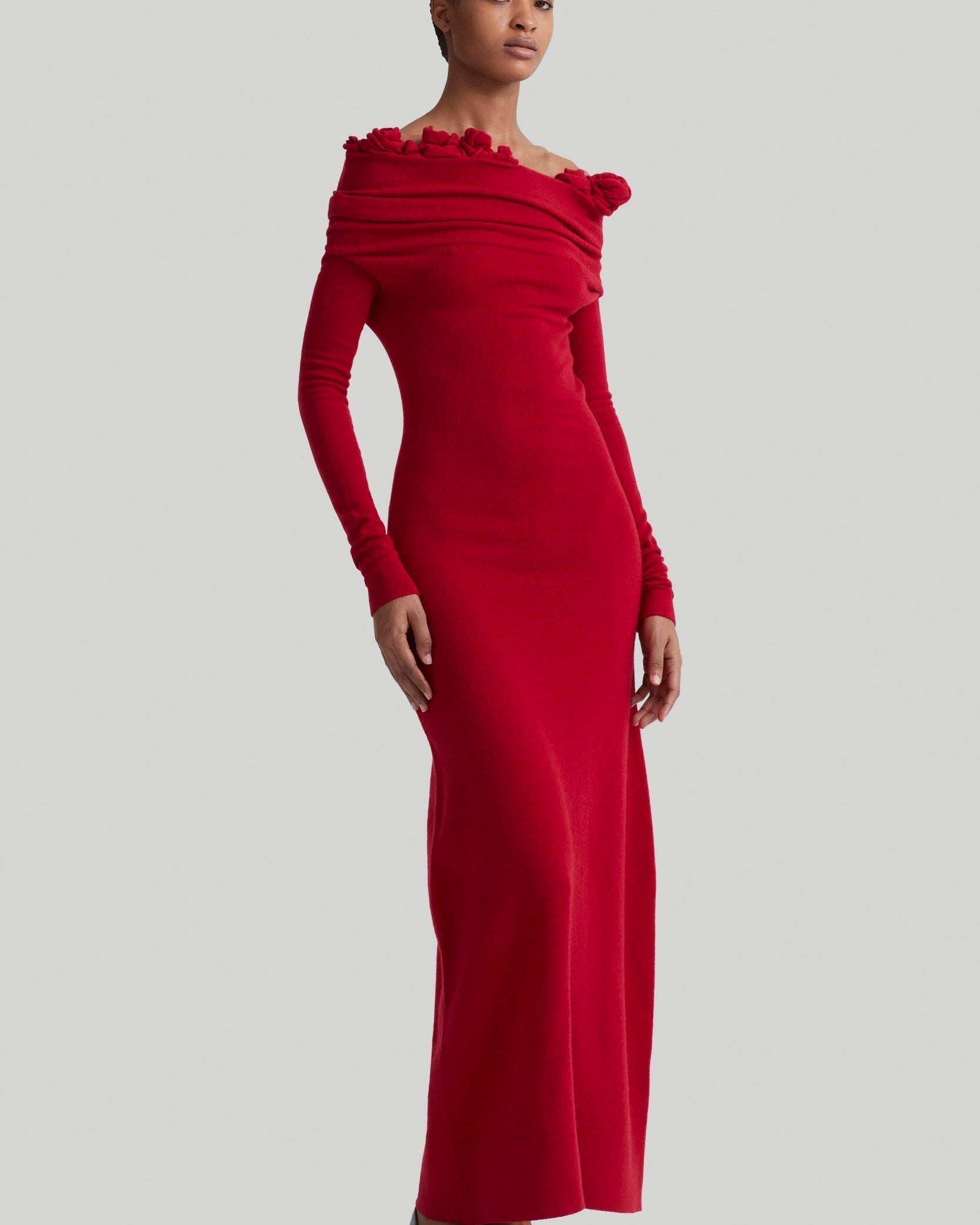 Evelyn Çiçek Aplikeli Tek Omuzlu Maxi Elbise