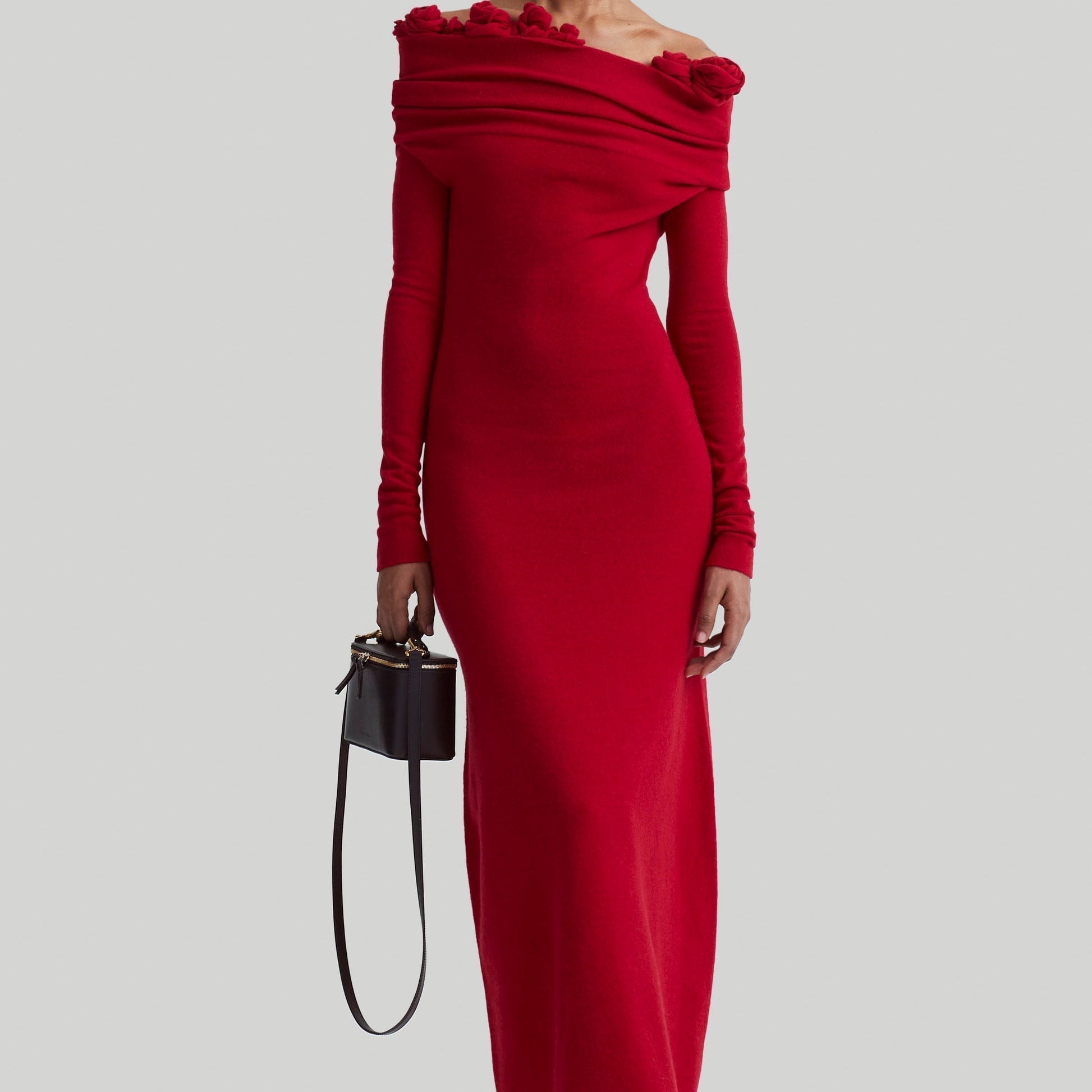 Evelyn Çiçek Aplikeli Tek Omuzlu Maxi Elbise