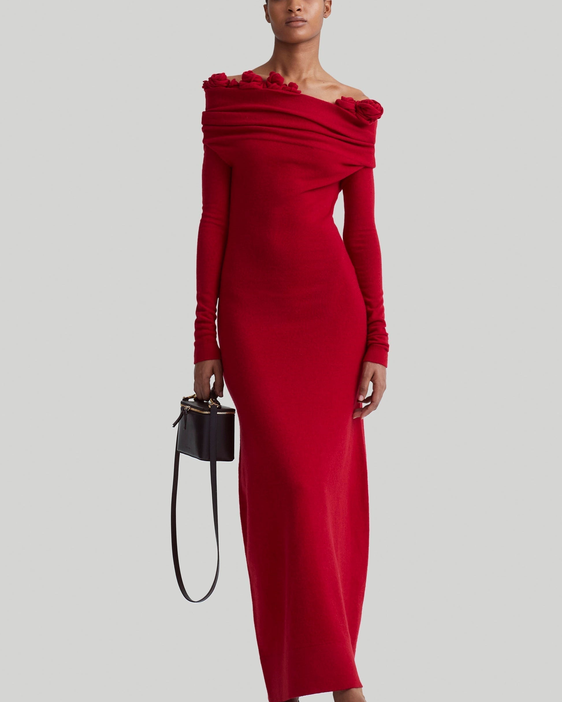 Evelyn Çiçek Aplikeli Tek Omuzlu Maxi Elbise