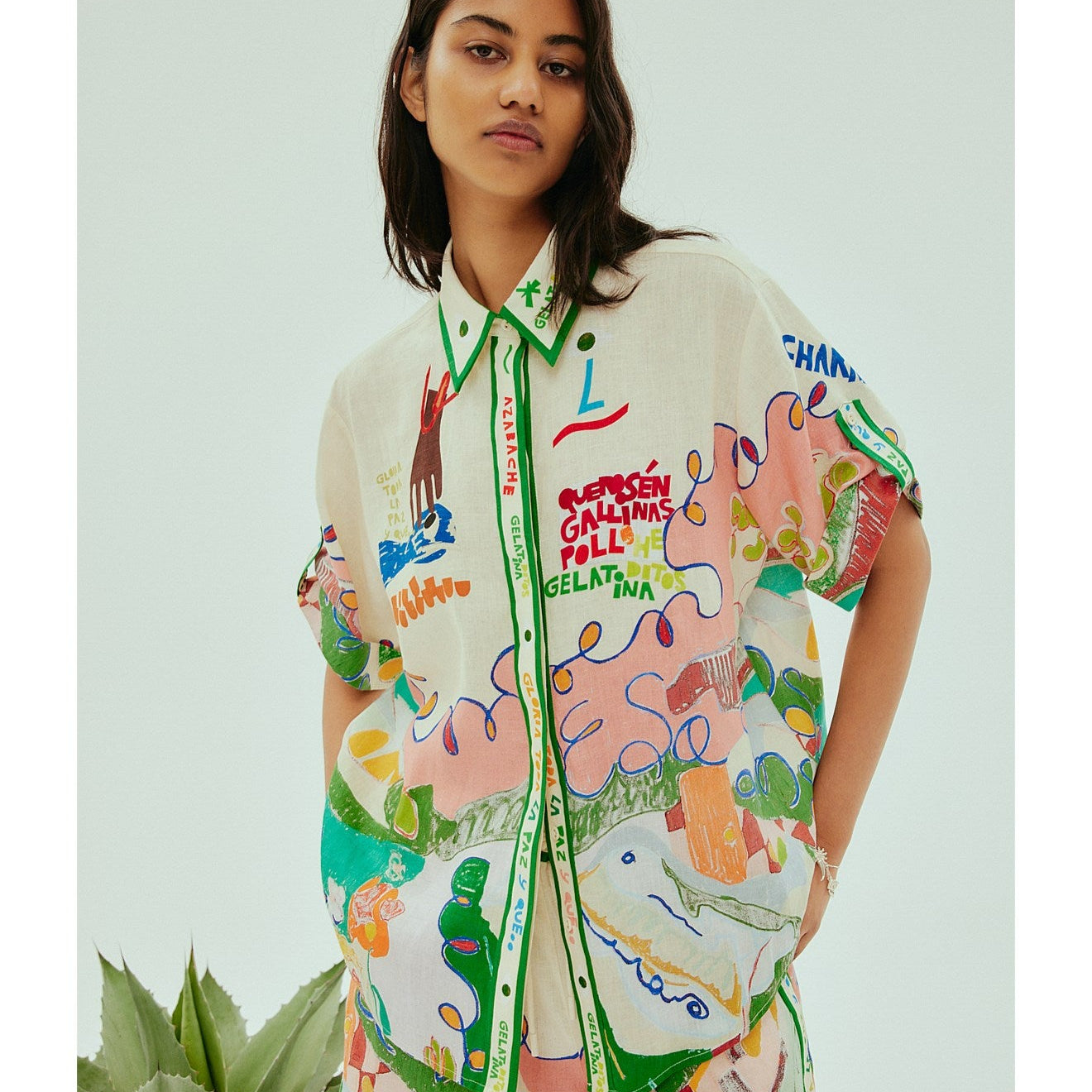 Gelatina Art Set – Renkli Oversize Gömlek & Şort Takımı