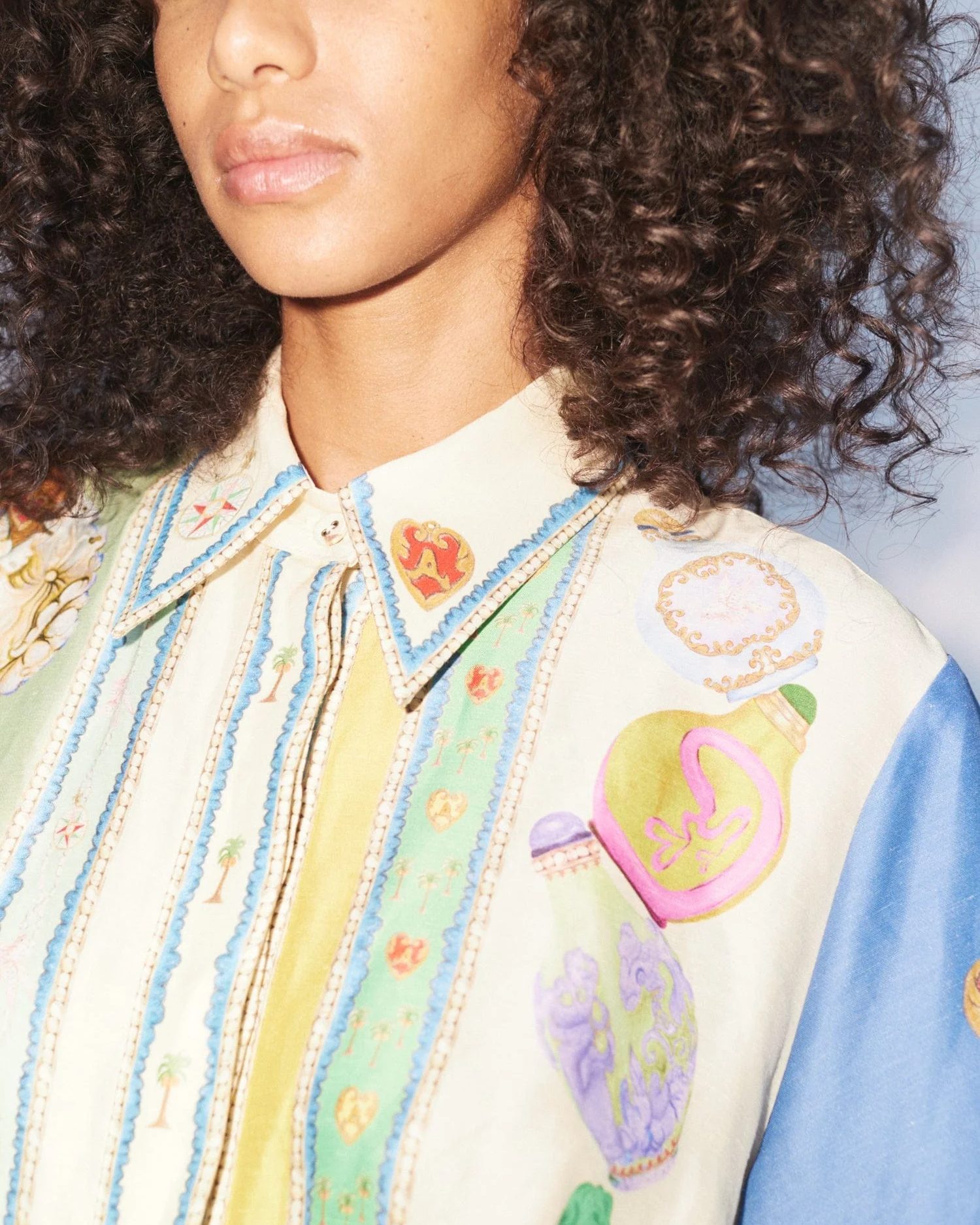 Pastel Dream Kemerli Desenli Gömlek Elbise