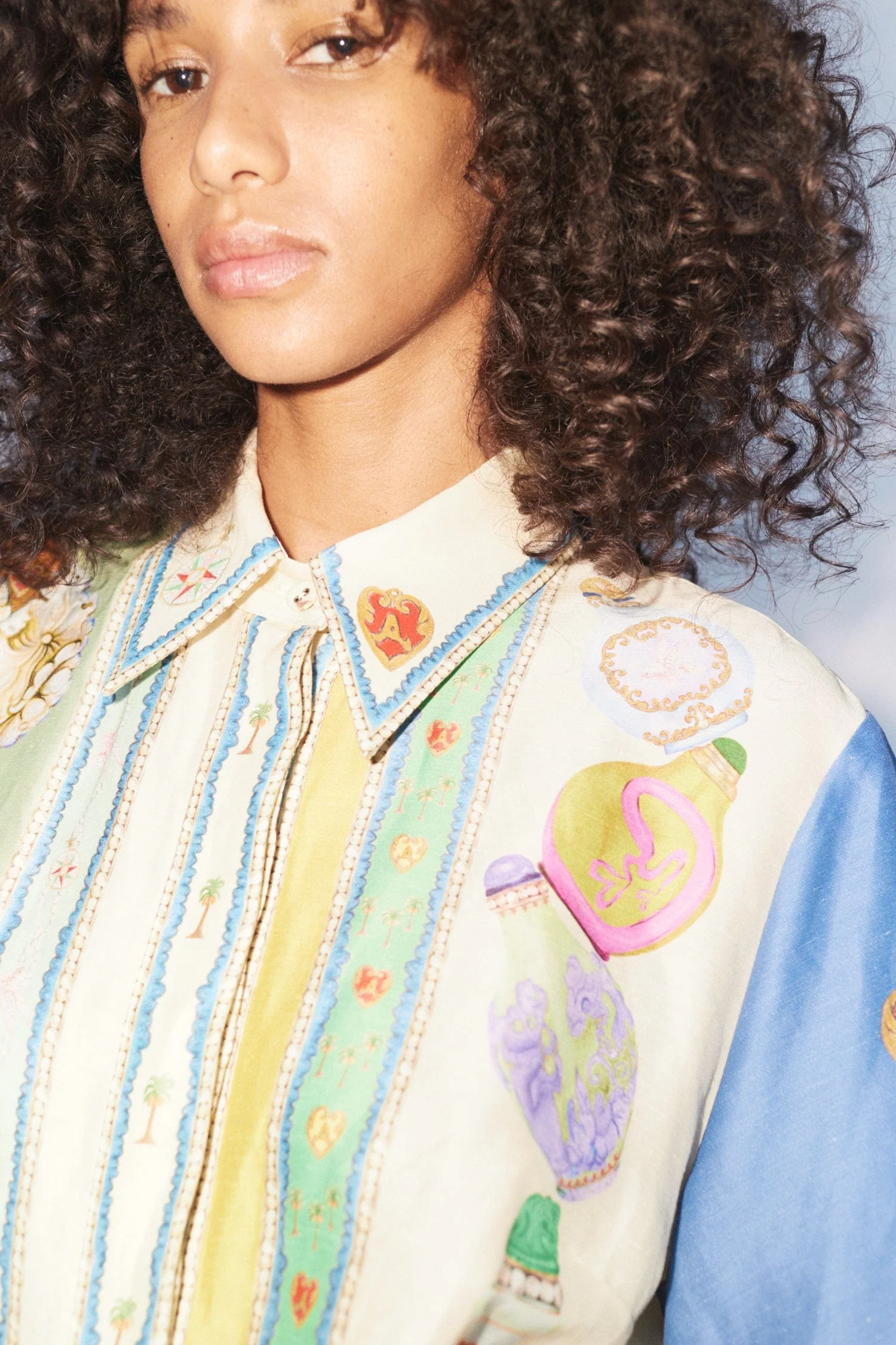 Pastel Dream Kemerli Desenli Gömlek Elbise