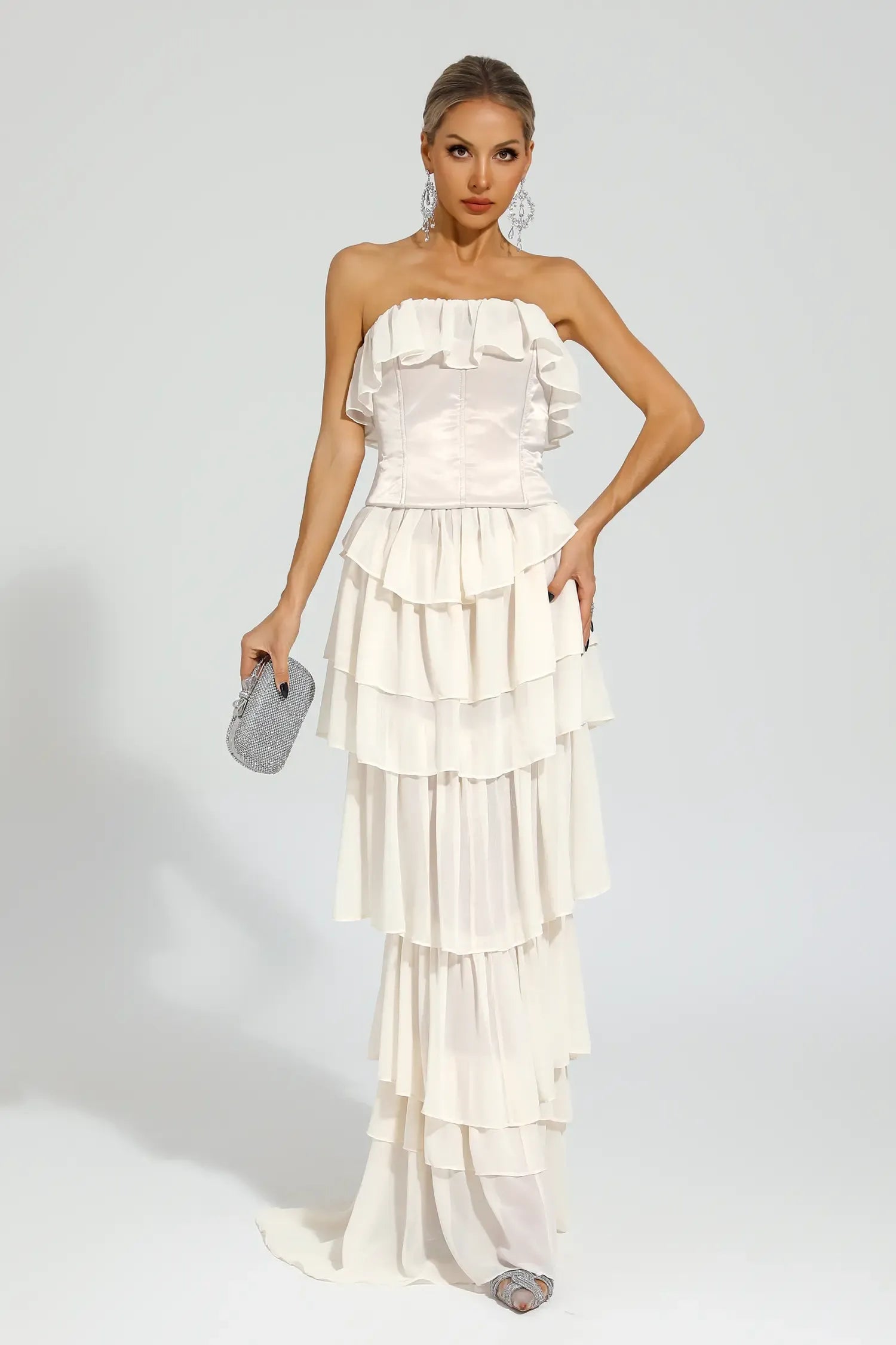 Gerald Kayısı Düşük Omuz Maxi Elbise