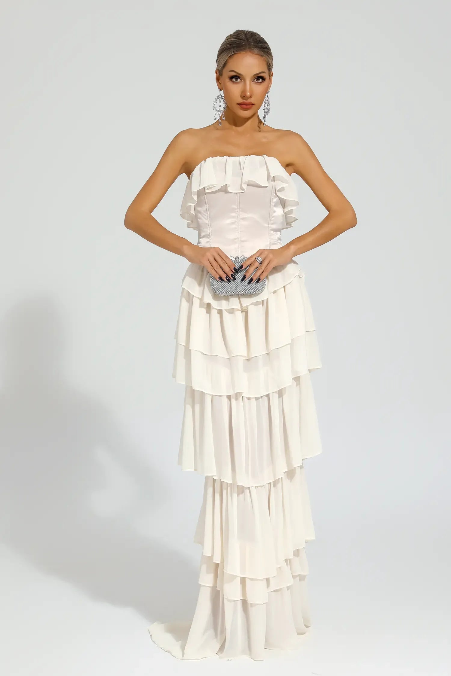 Gerald Kayısı Düşük Omuz Maxi Elbise