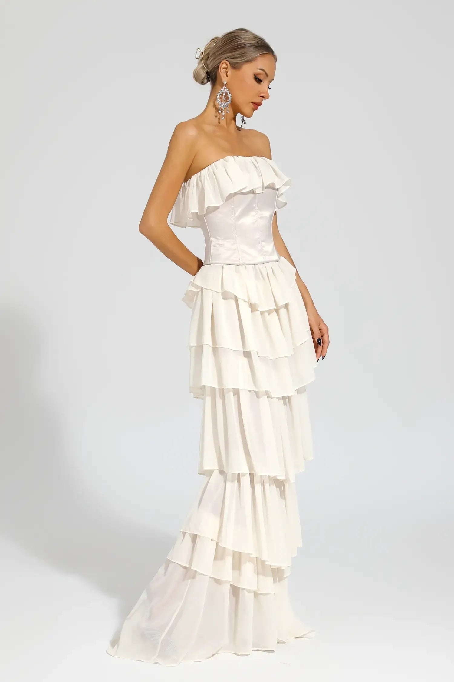 Gerald Kayısı Düşük Omuz Maxi Elbise