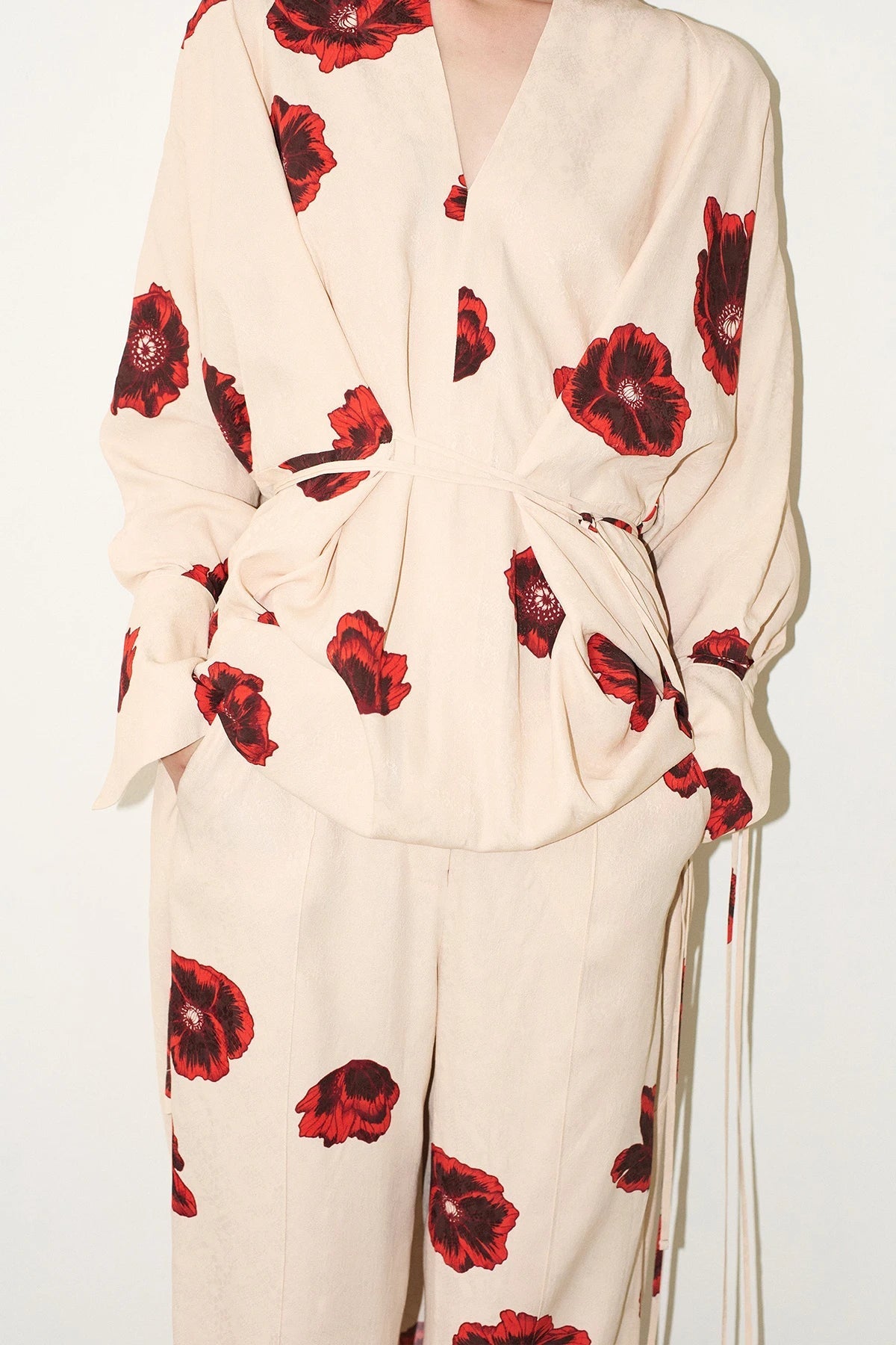 Crimson Bloom Kimono Set