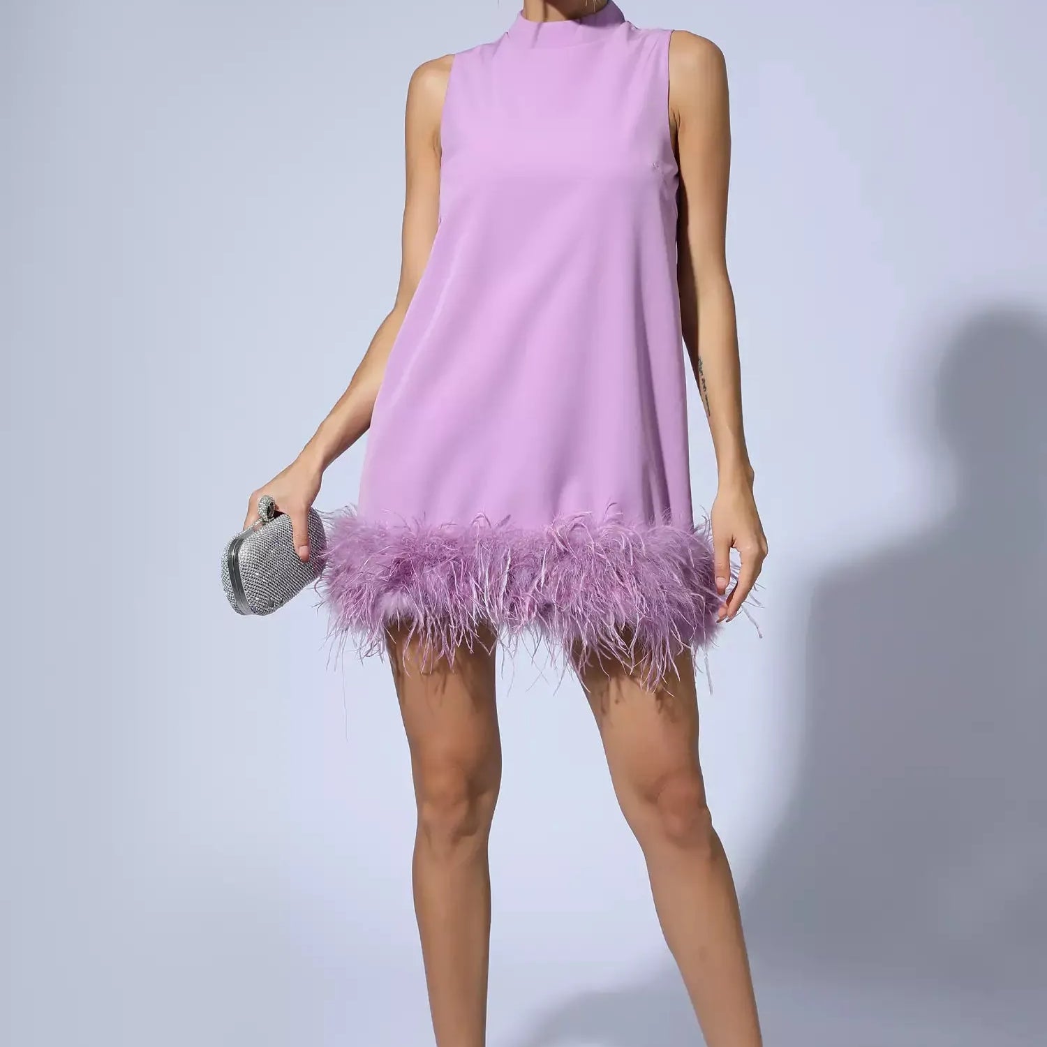 Umut Mor Tüy Mini Elbise