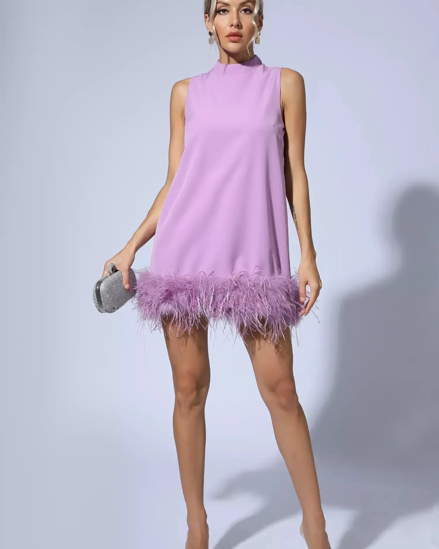 Umut Mor Tüy Mini Elbise