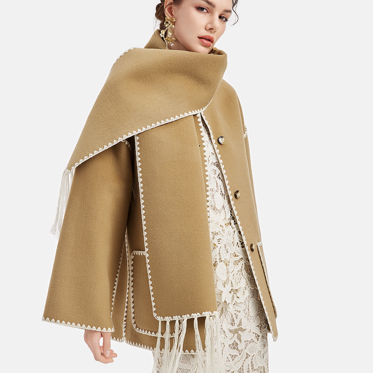 Avustralya Kaşmir Kabuğu İşlemeli Ceket