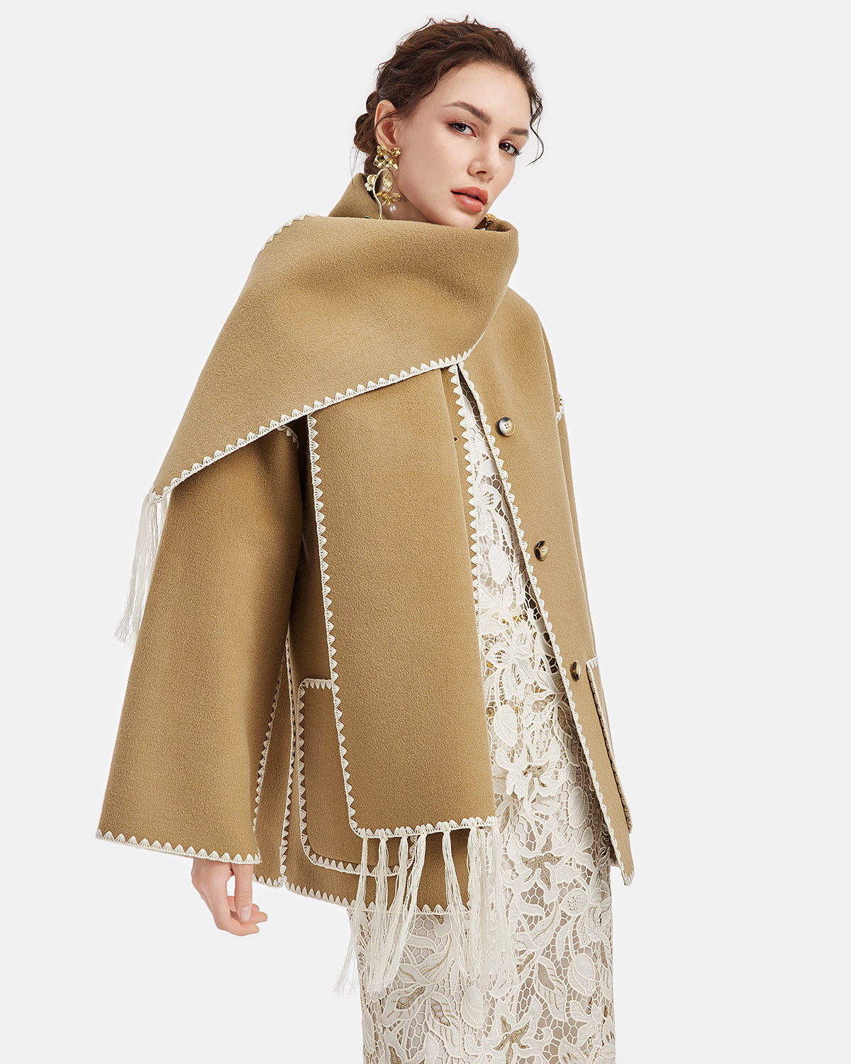 Avustralya Kaşmir Kabuğu İşlemeli Ceket